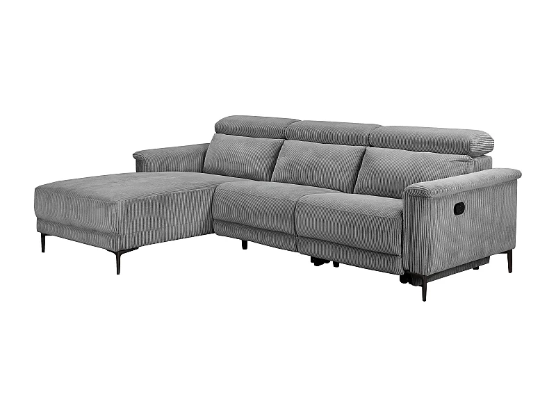 Lund | Canapé d’angle 3 places avec fonction manuelle en tissu anthracite