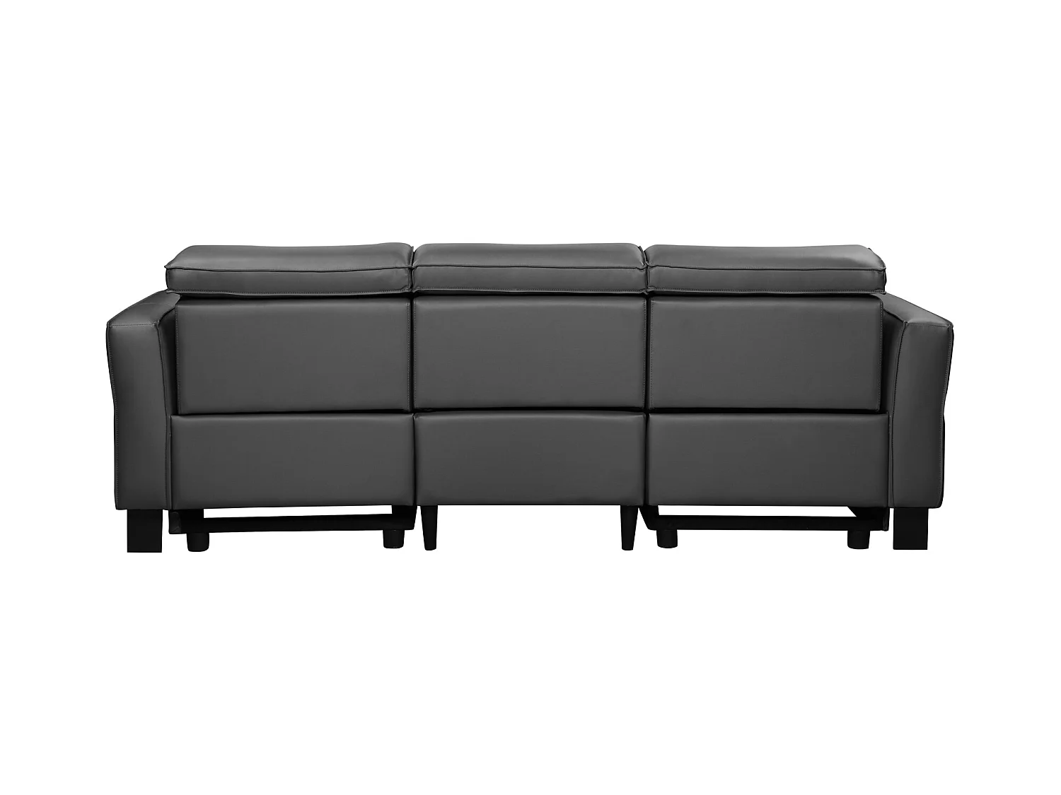 Lund | Canapé 3 places avec 2 fauteuils inclinables manuels en velours côtelé anthracite