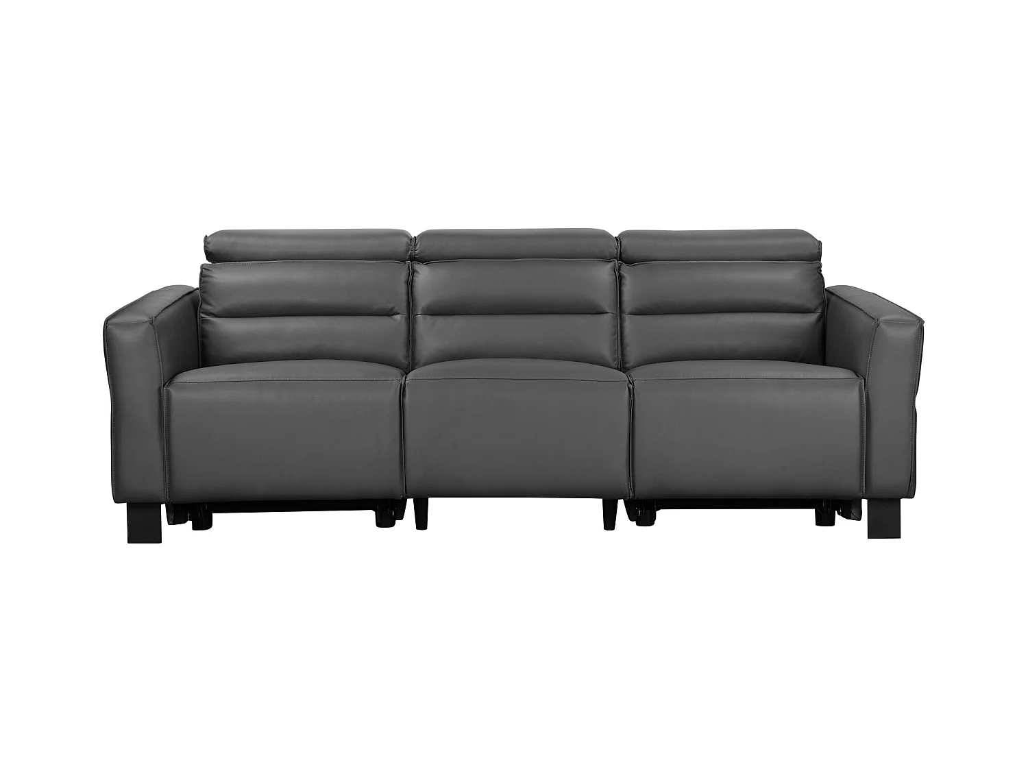 Carpari | Divano a 3 posti con 2 poltrone reclinabili manuali in pelle PU grigio