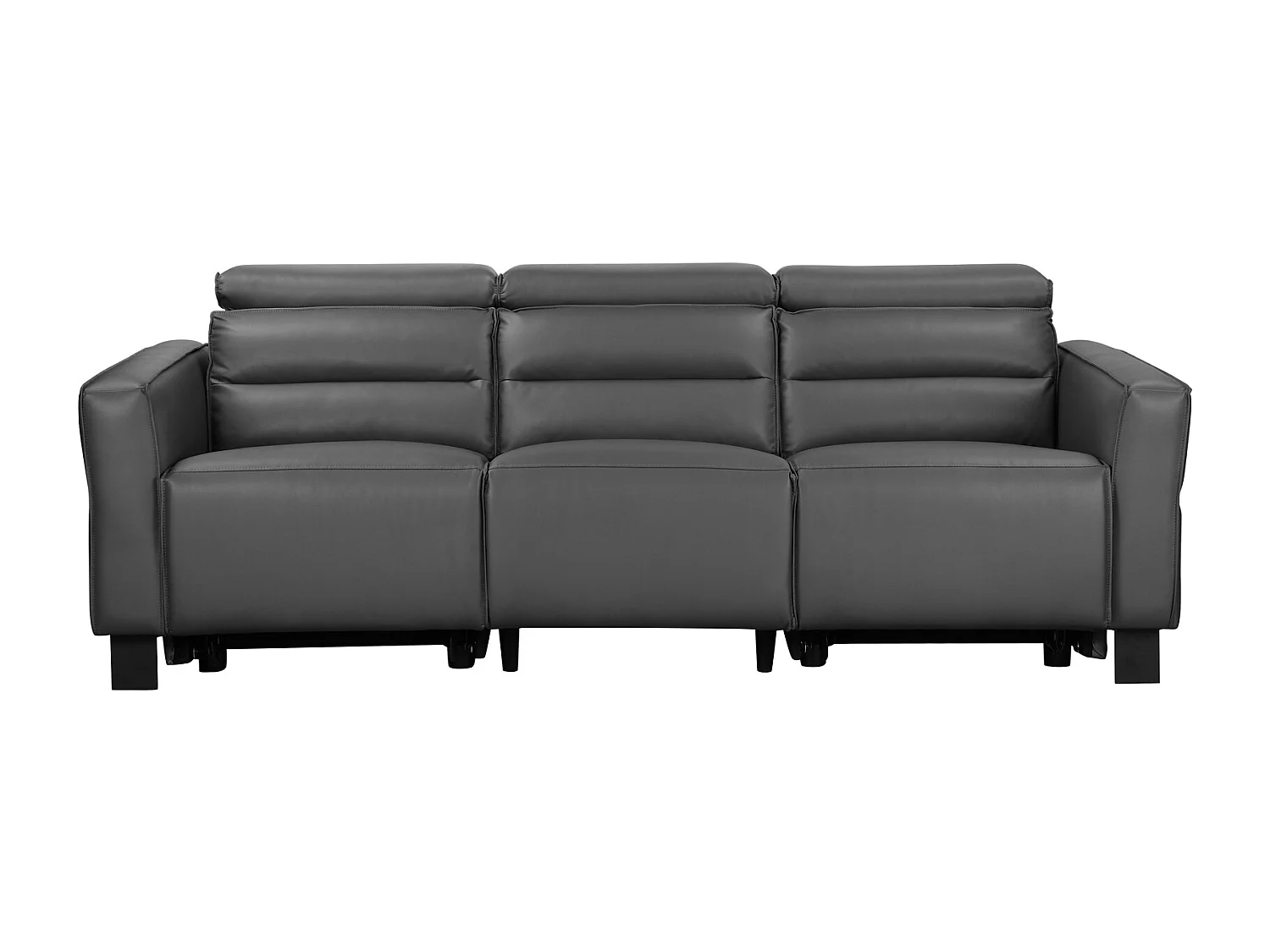 Lund | Canapé 3 places avec 2 fauteuils inclinables manuels en velours côtelé anthracite