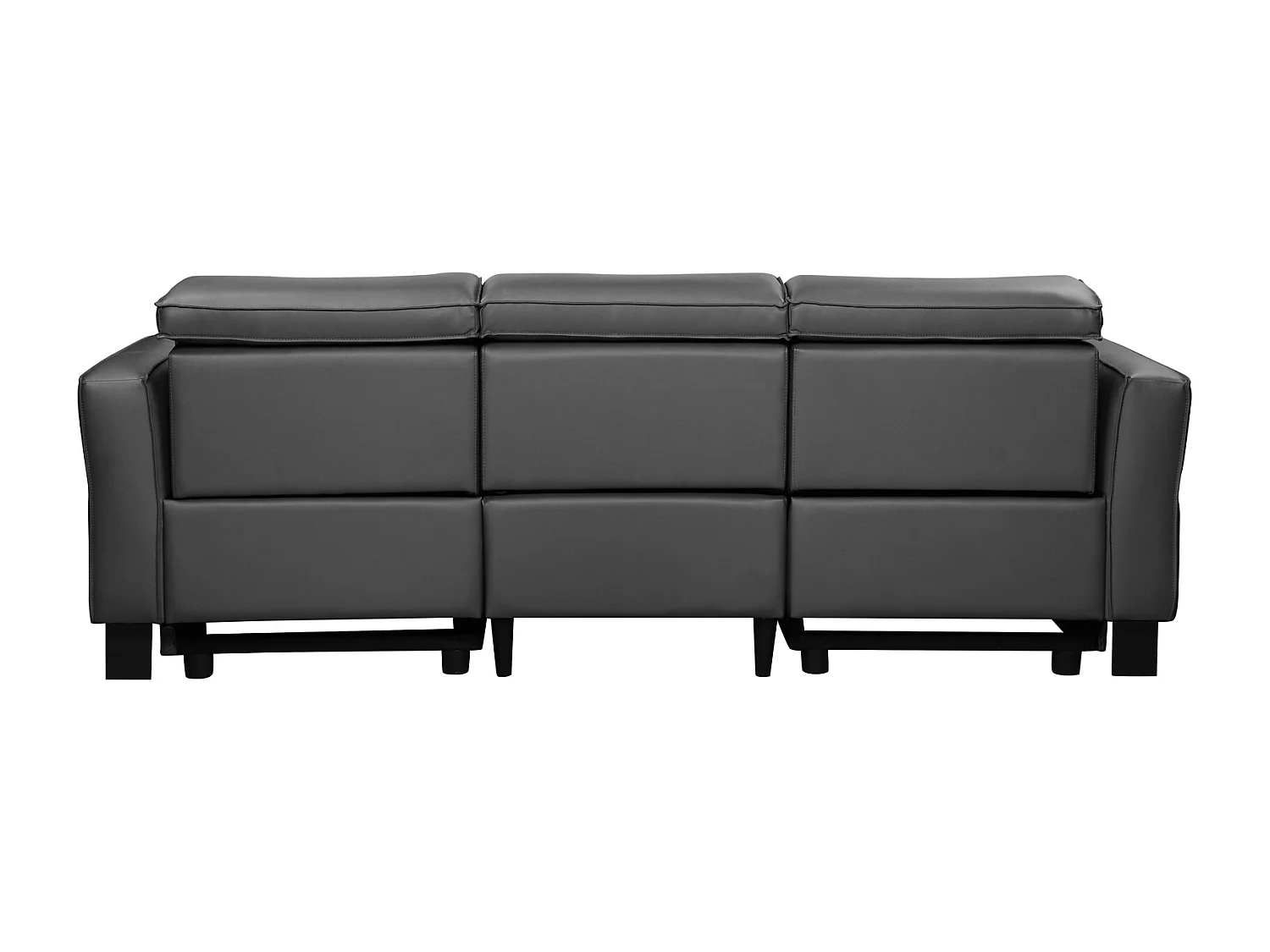 Lund | Canapé 3 places avec 2 fauteuils inclinables manuels en velours côtelé anthracite