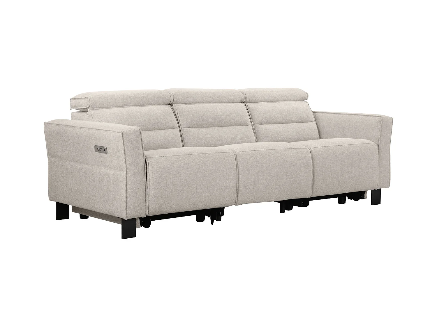 3-zits bank met 2 elektrische relaxstoelen in crèmekleurige stof