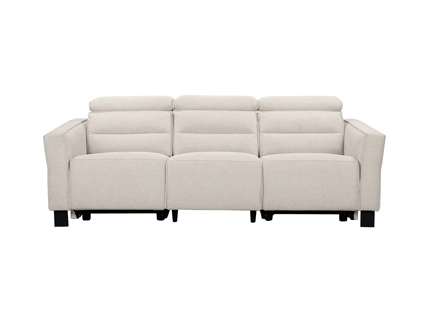 3-zits bank met 2 elektrische relaxstoelen in crèmekleurige stof