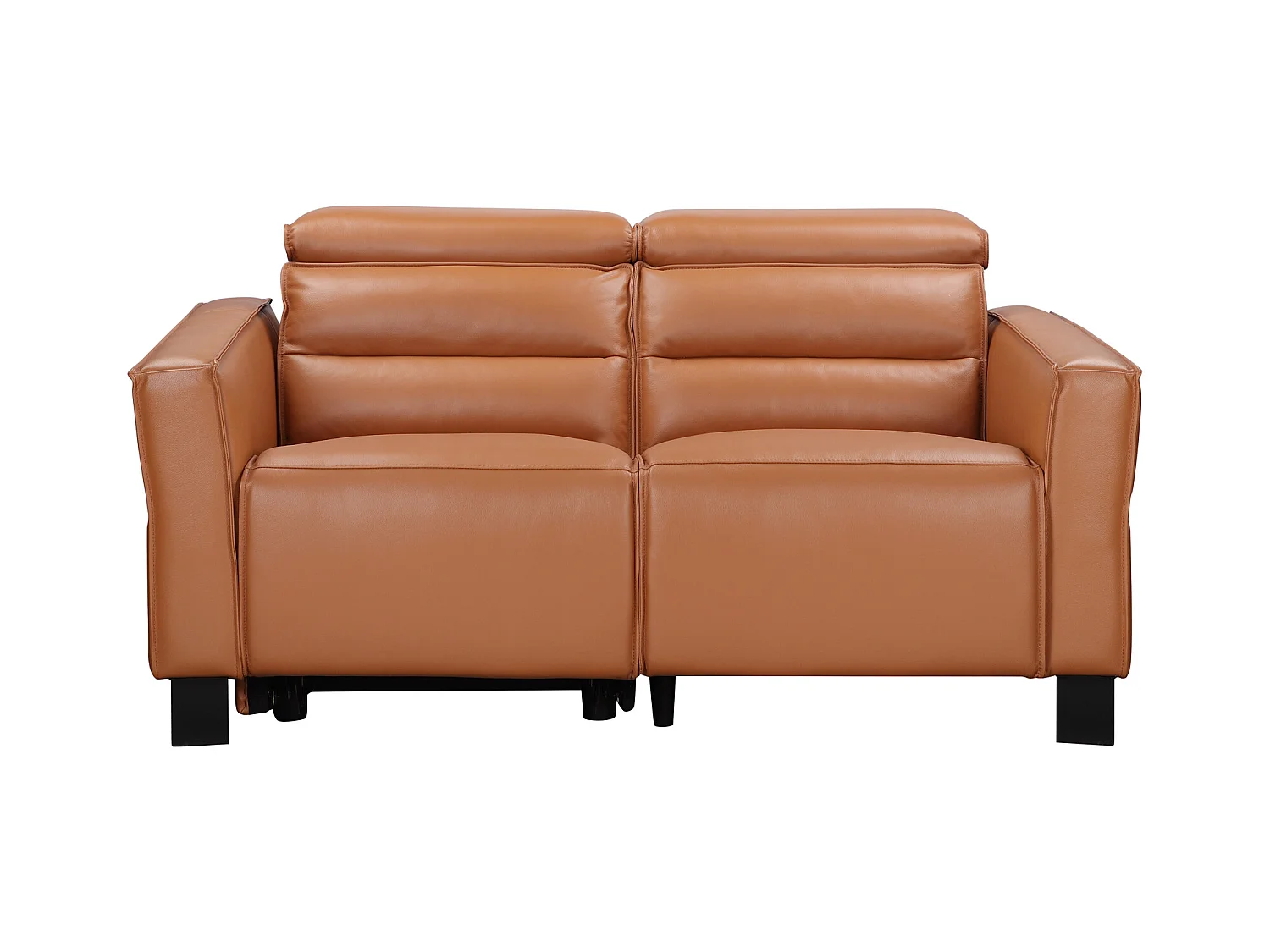 2-zits bank met 1 elektrische relaxfunctie in leer PU cognac