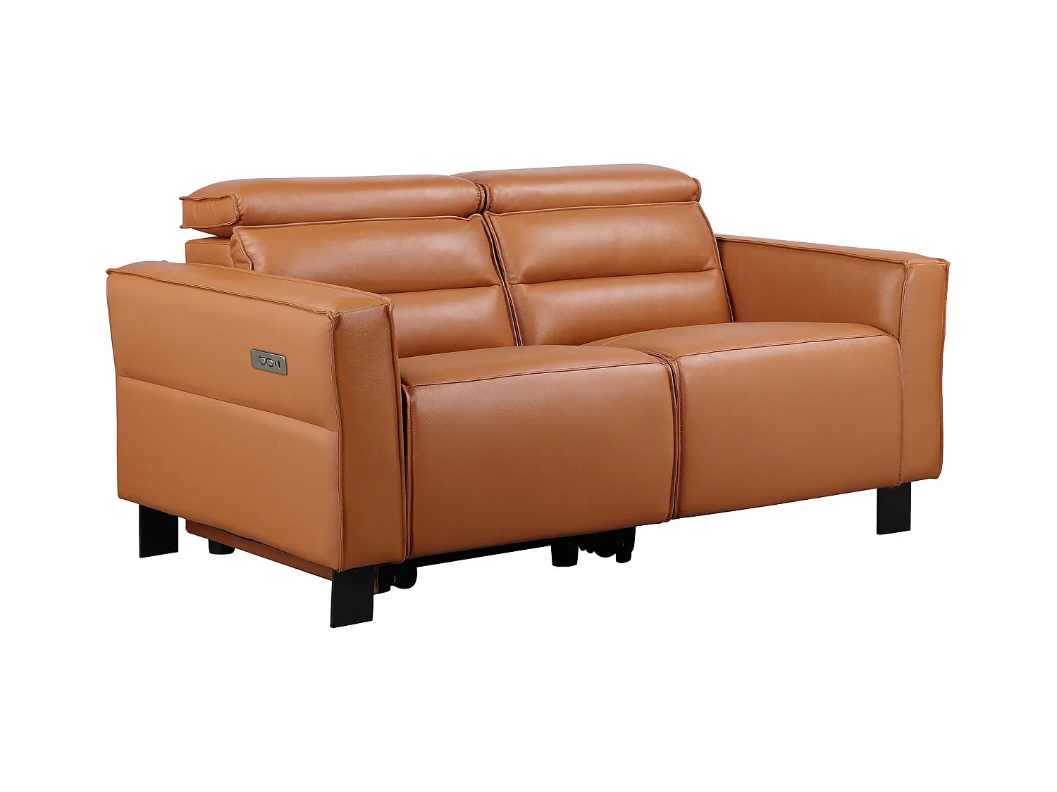 Carpari | Divano 2 posti con 1 poltrona reclinabile elettrica in pelle PU cognac