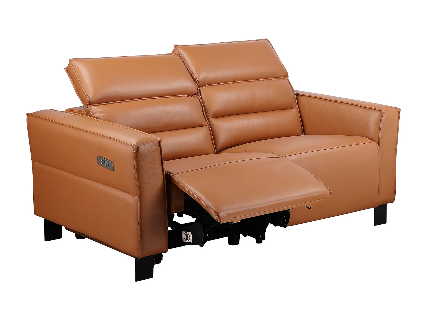 Carpari | Canapé 3 places avec 2 fauteuils inclinables manuels en cuir/PU noir