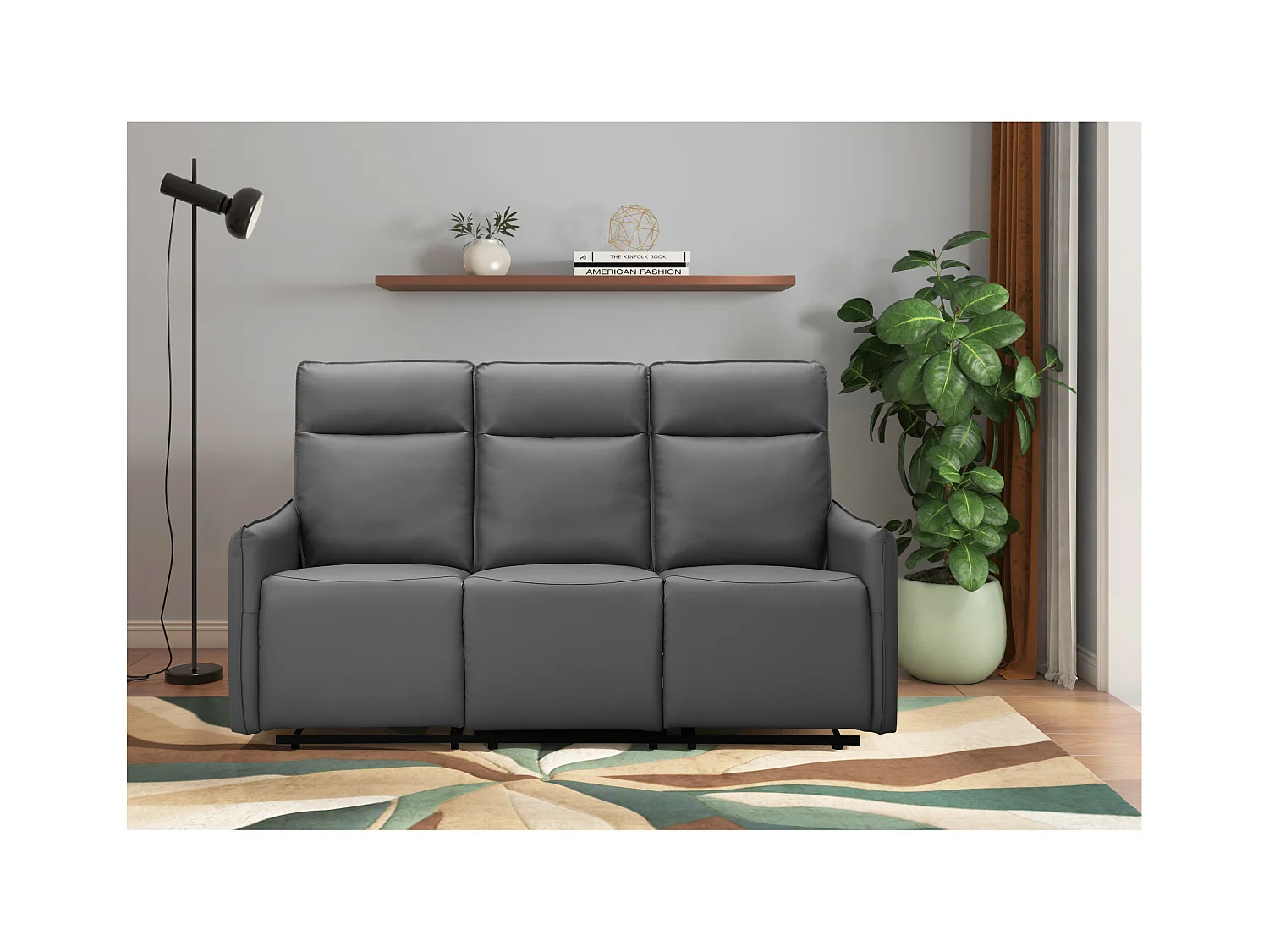 Lugo | Canapé 3 places avec fonction manuelle en gris PU