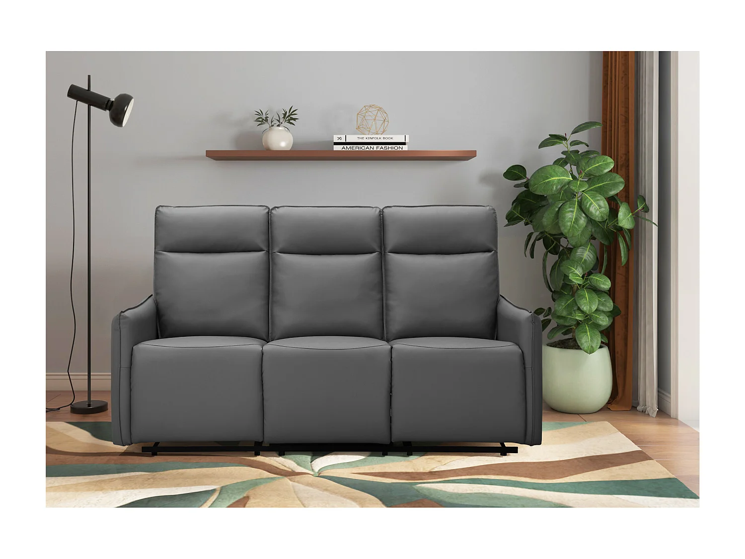 Lugo | Canapé 3 places avec fonction manuelle en gris PU