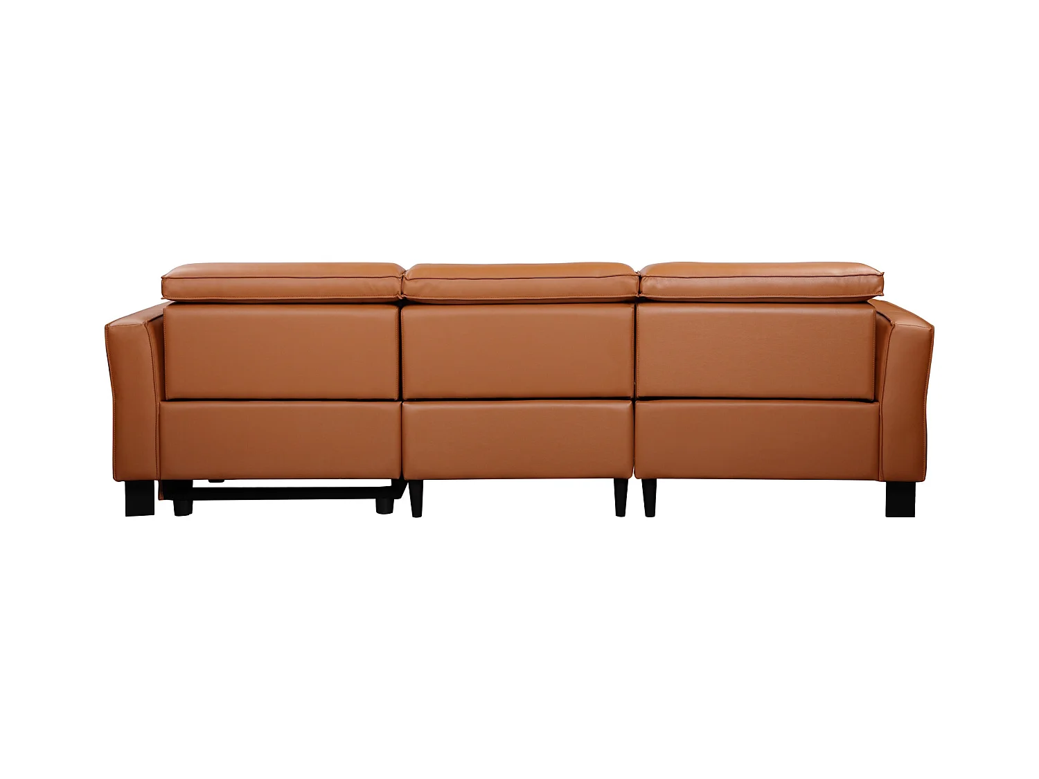 Hoekbank 3-zits met handmatige functie in PU leder cognac