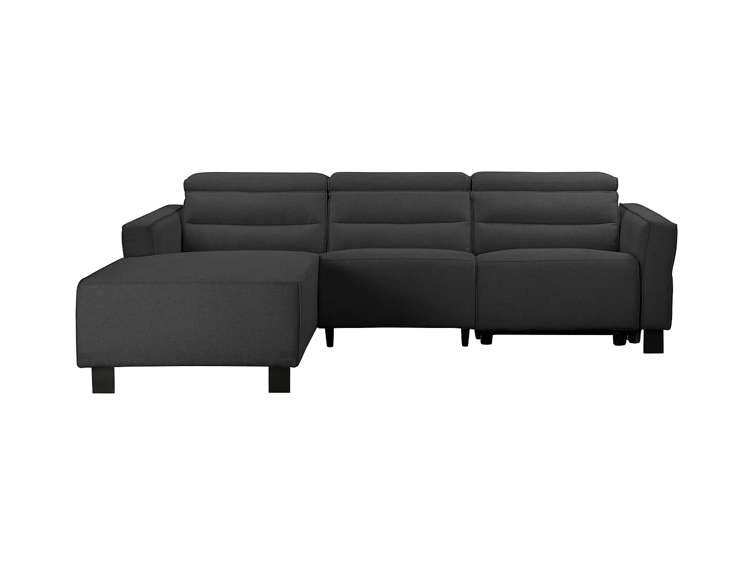 Hoekbank 3-zits met handmatige functie in antraciet stof