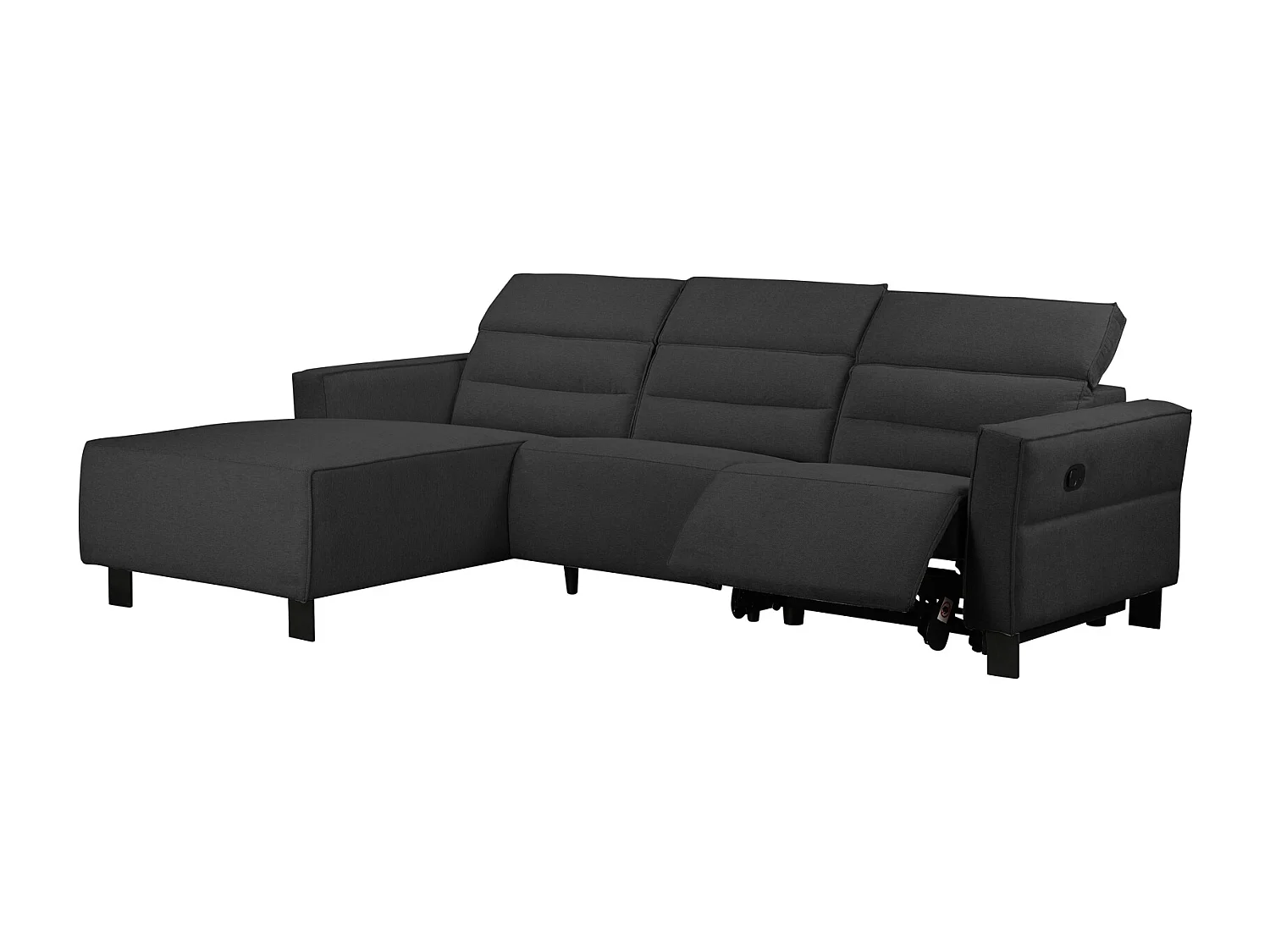 Carpari | Canapé d’angle 3 places avec fonction manuelle en tissu anthracite