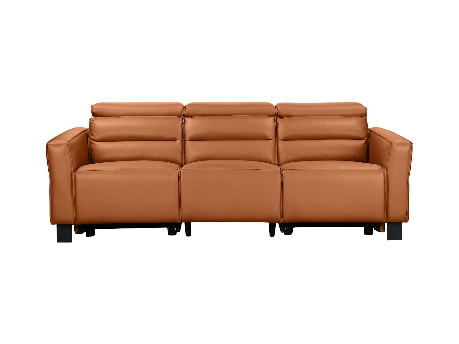 Lund | Divano a 3 posti con 2 poltrone reclinabili elettriche in PU cognac