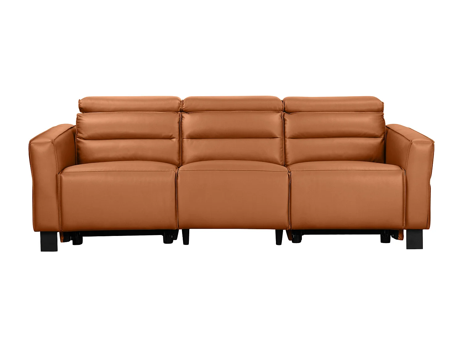 Carpari | Canapé 3 places avec 2 fauteuils inclinables manuels en gris PU