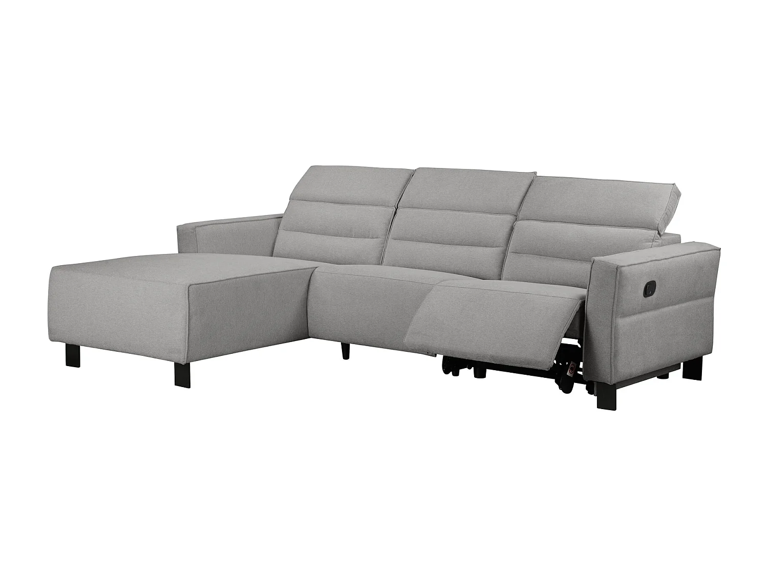 Carpari | Canapé d’angle 3 places avec fonction manuelle en tissu gris clair