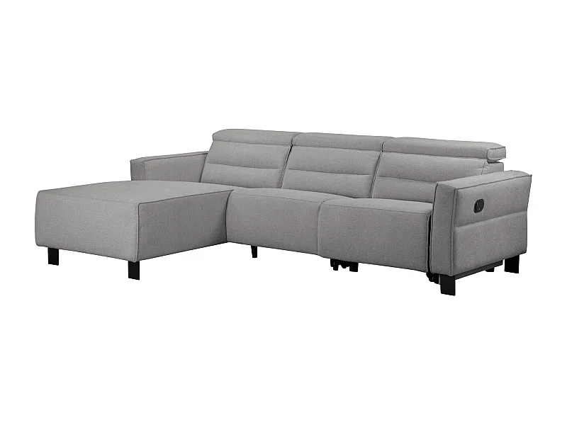 Carpari | Canapé d’angle 3 places avec fonction manuelle en tissu gris clair