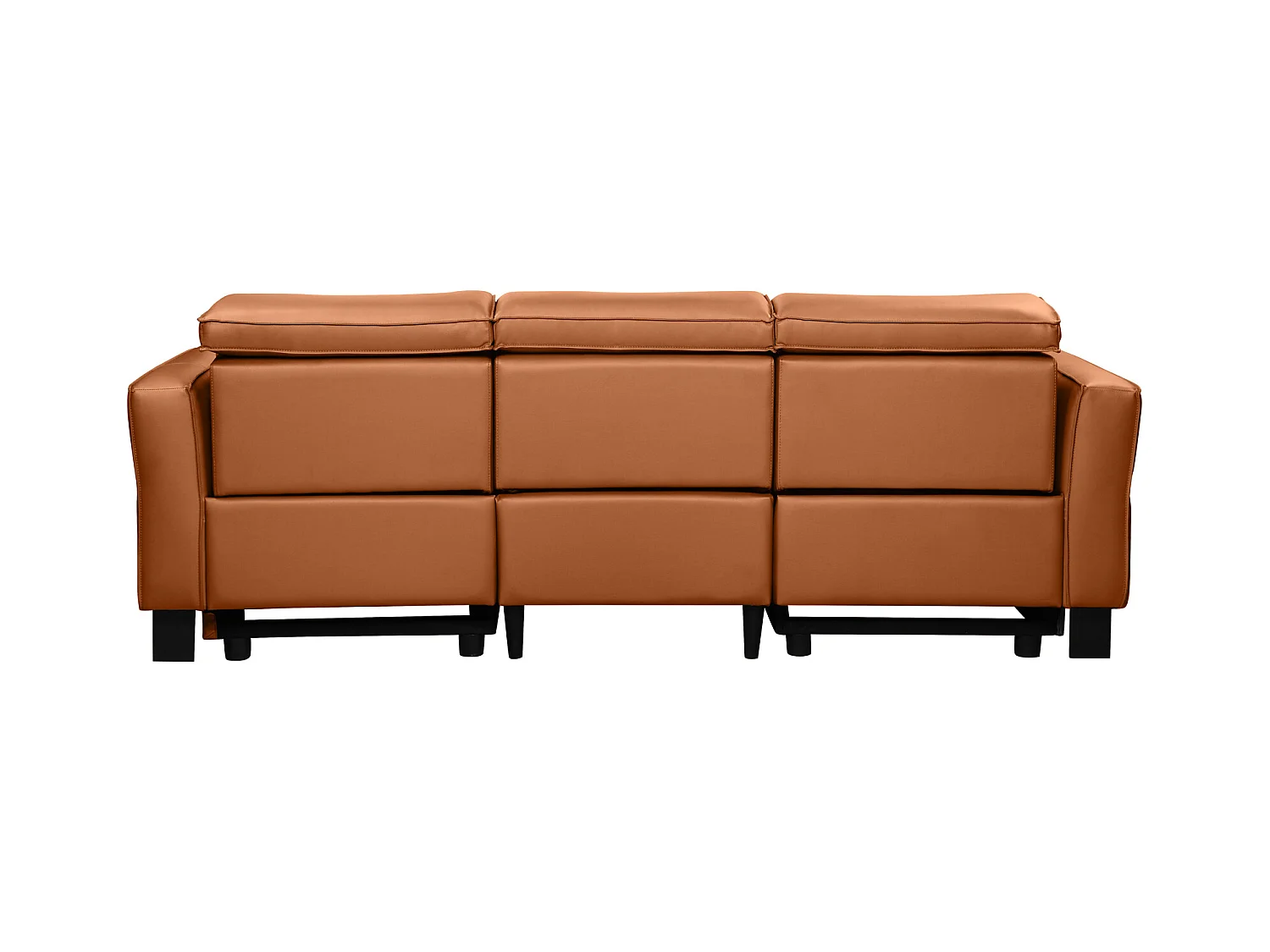 Lund | Divano 3 posti con 2 poltrone reclinabili elettriche in pelle PU color cognac