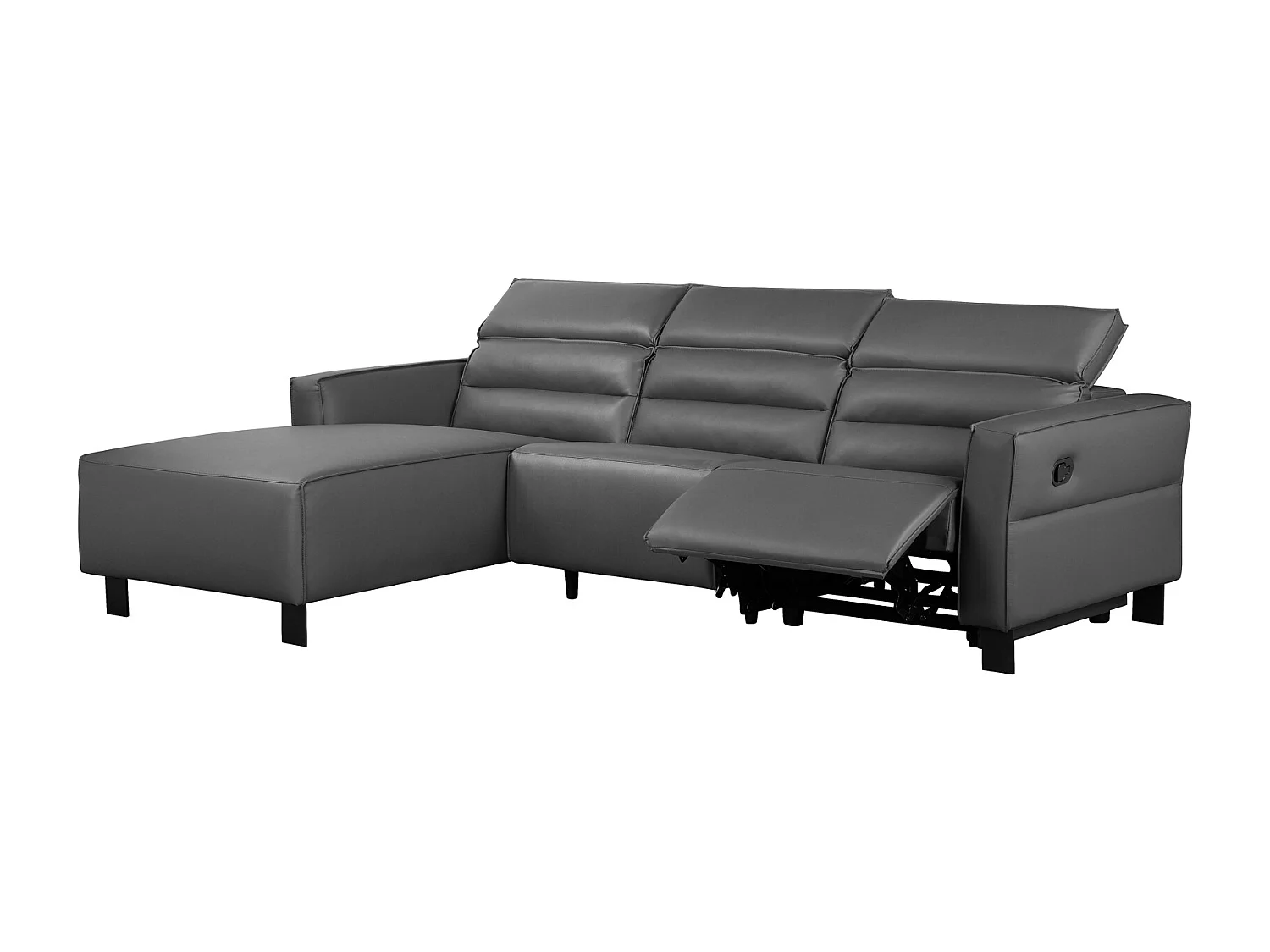 Carpari | Canapé d’angle 3 places avec fonction manuelle en tissu anthracite