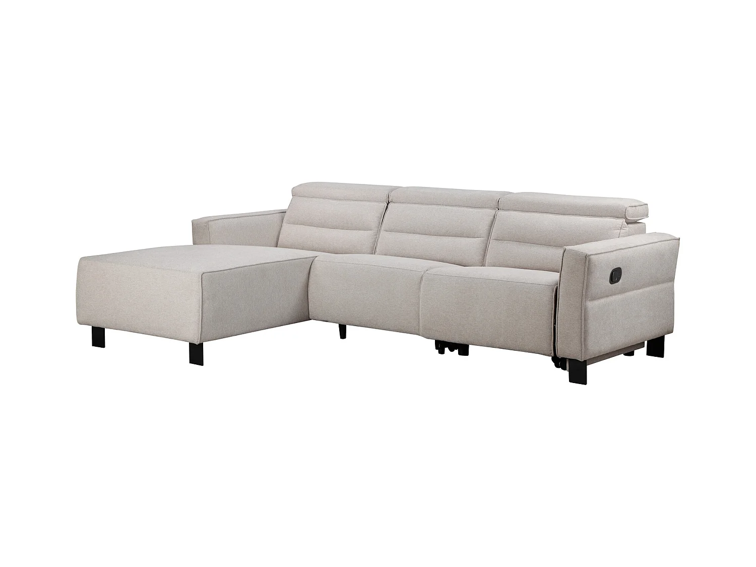 Carpari | Sofá esquinero de 3 plazas con 1 sillón reclinable manual en tela crema