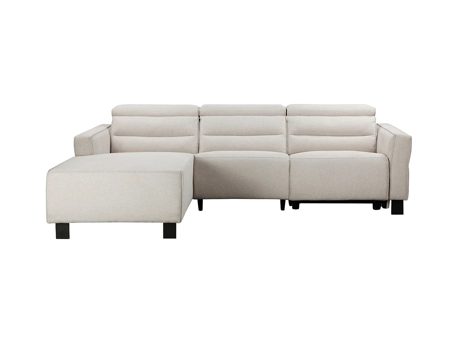 Carpari | Sofá esquinero de 3 plazas con 1 sillón reclinable manual en tela crema