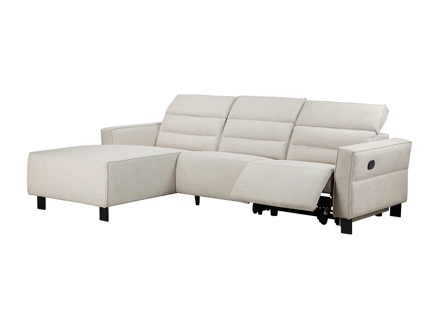 Carpari | Sofá esquinero de 3 plazas con 1 sillón reclinable manual en tela crema