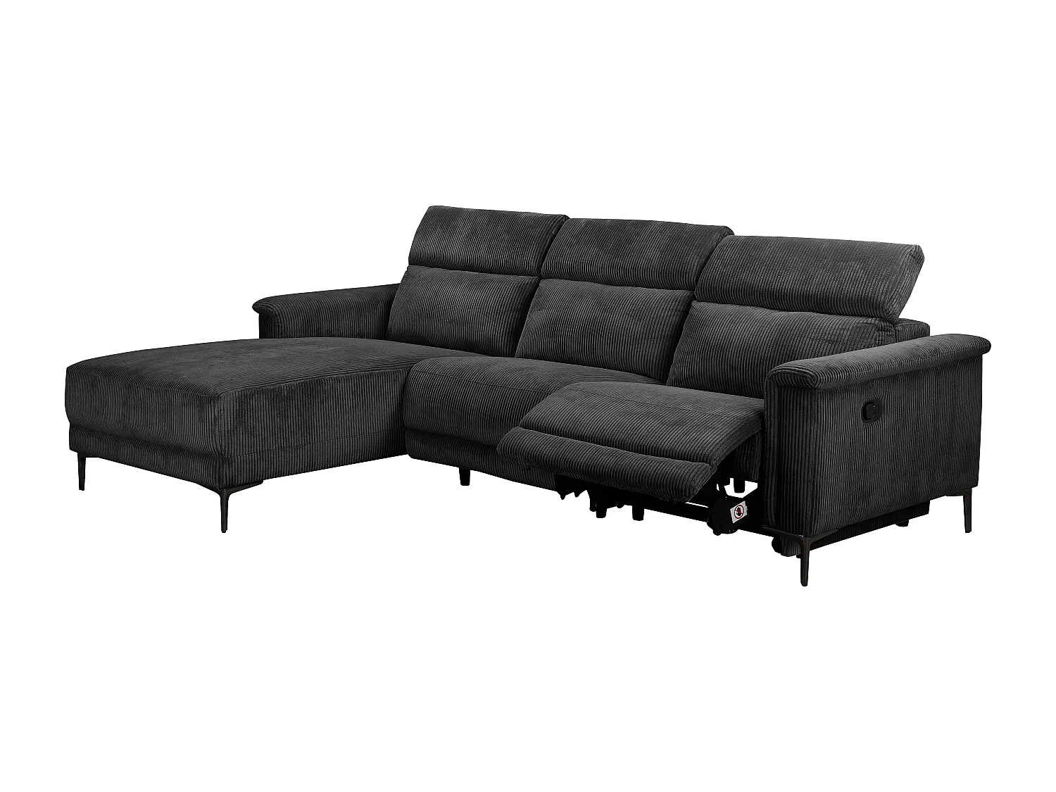 Hoekbank 3-zits met manuele functie in antraciet stof