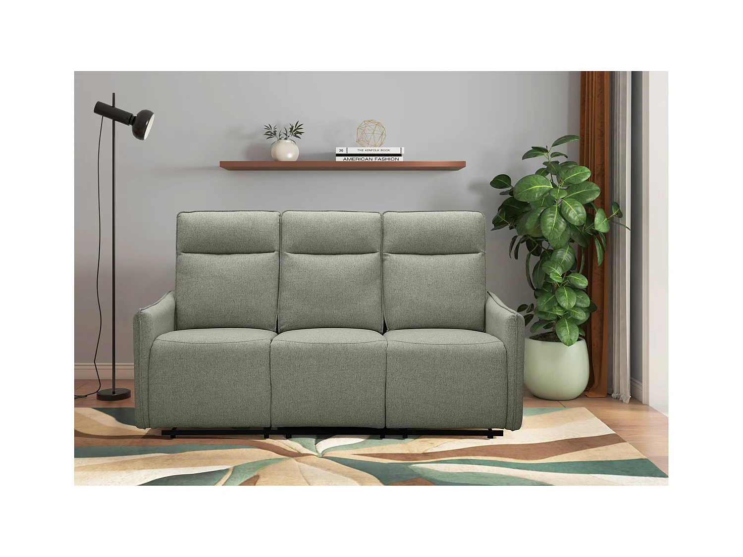 3-zits bank met handmatige functie in groene stof