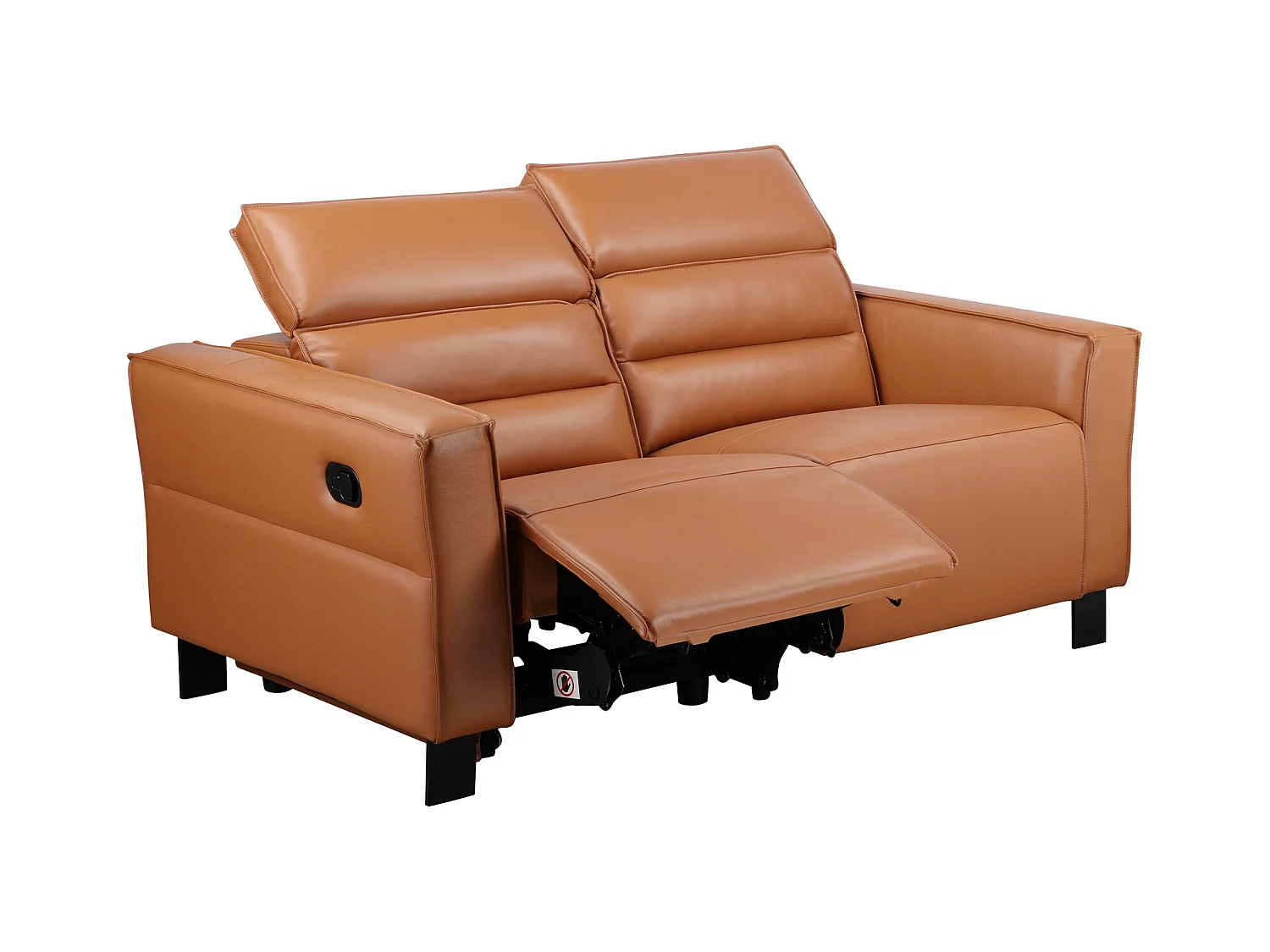 2-zits bank met 1 handmatige relaxfunctie in leer PU cognac