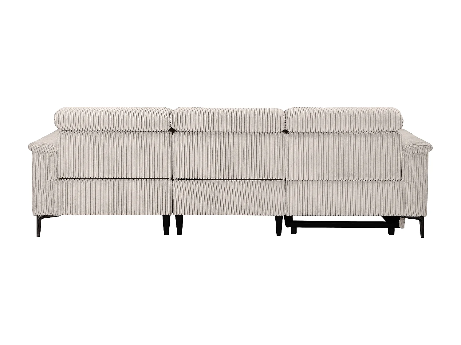 Lund | Canapé d’angle 3 places avec 1 fauteuil inclinable manuel en velours côtelé gris