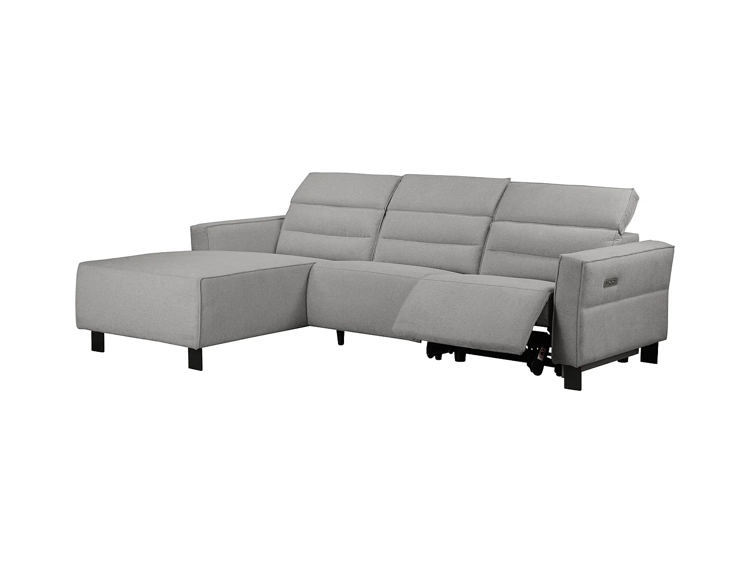 Carpari | Divano 3 posti con 1 poltrona reclinabile elettrica in tessuto grigio chiaro