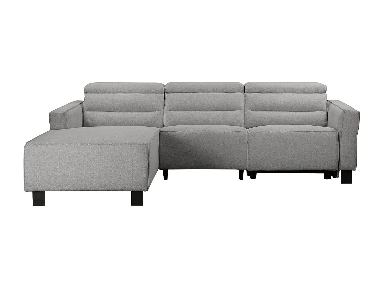 Lund | Canapé d’angle 3 places avec 1 fauteuil inclinable manuel en velours côtelé gris