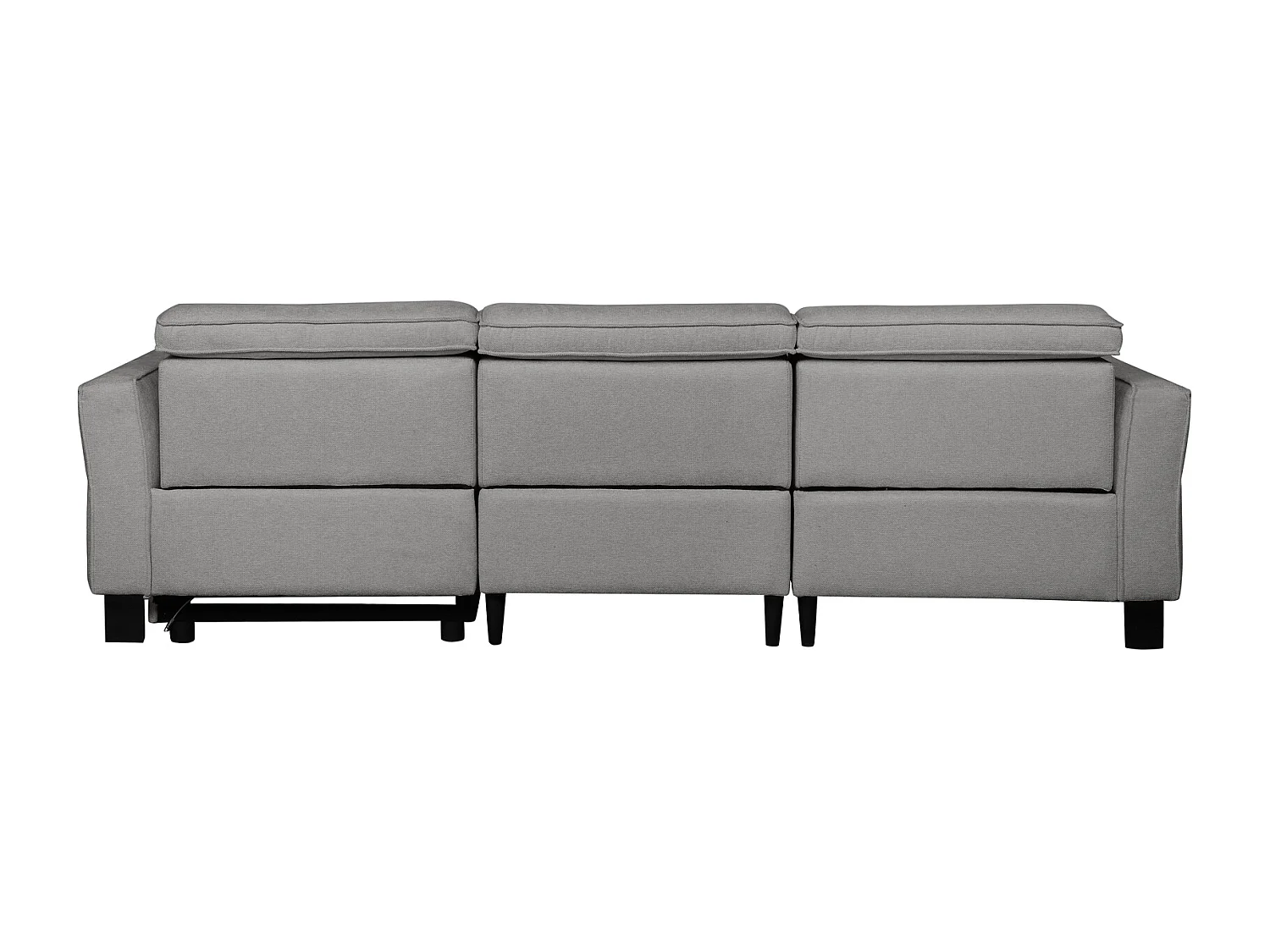 Lund | Canapé d’angle 3 places avec 1 fauteuil inclinable manuel en velours côtelé gris