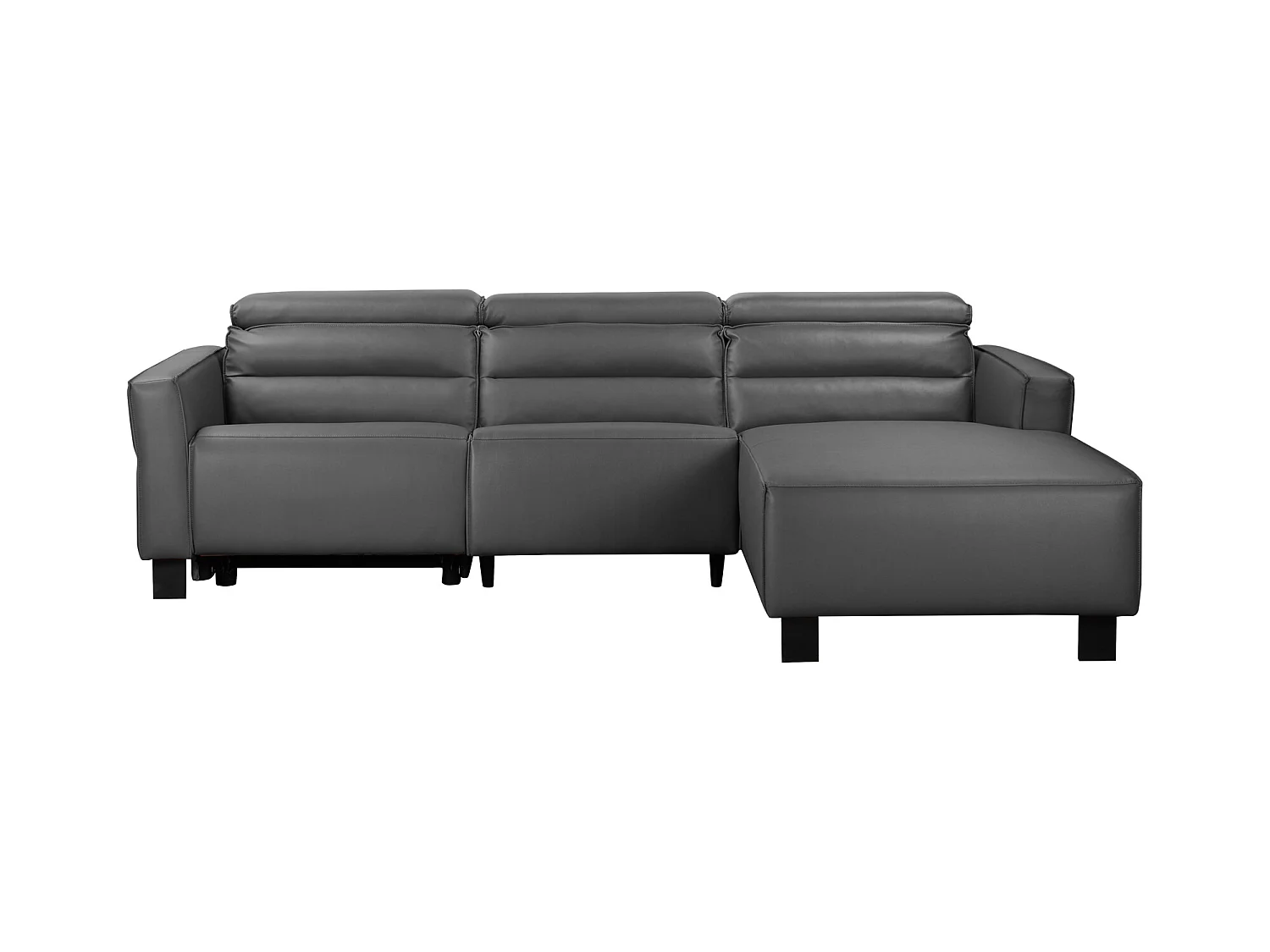 Carpari | Sofá esquinero de 3 plazas con 1 sillón reclinable manual en pielPU gris