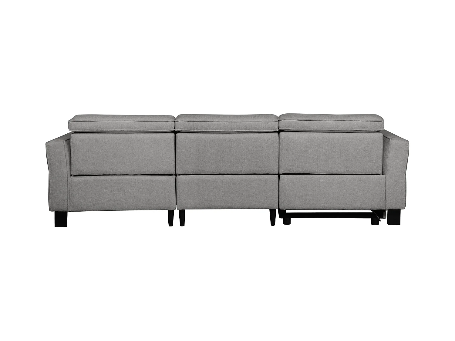 3-zitsbank met 1 elektrische verstelbare rugleuning in lichtgrijze stof