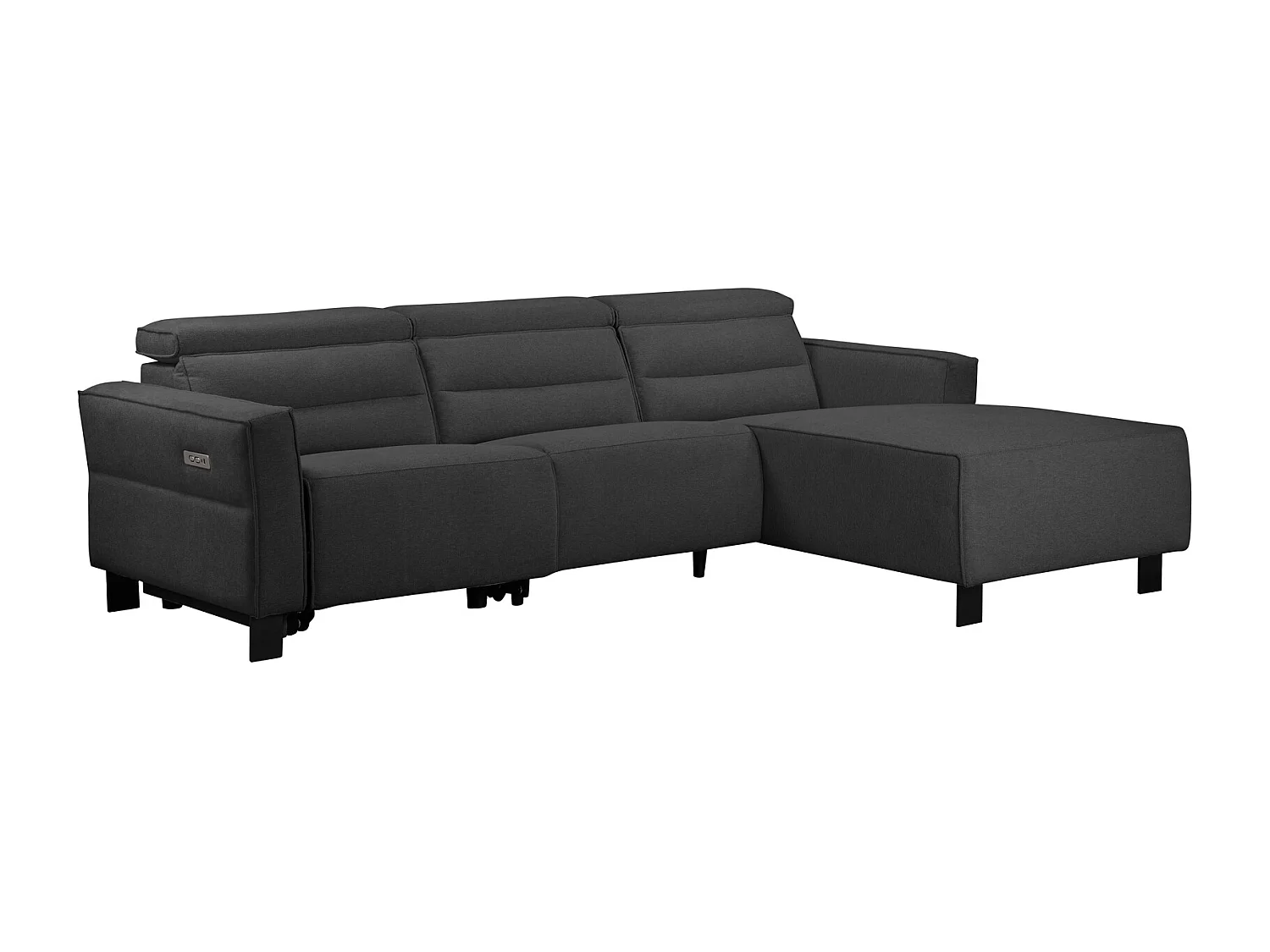 Lund | Canapé d’angle 3 places avec fonction manuelle en tissu anthracite