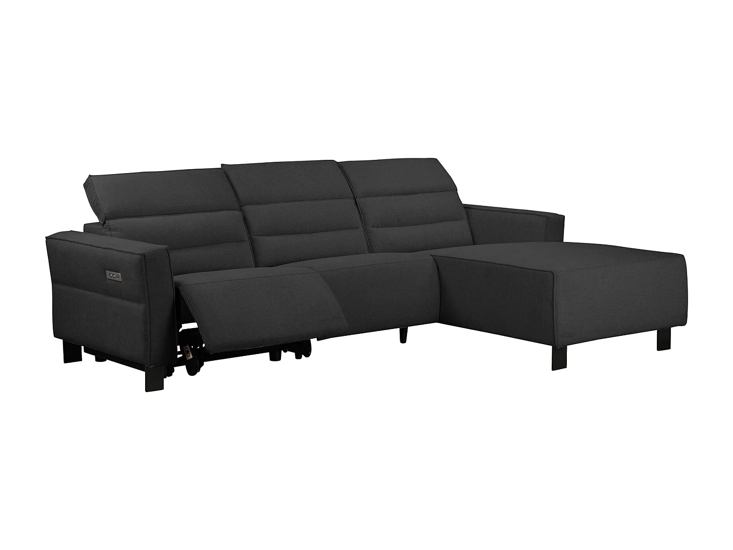 Lund | Canapé d’angle 3 places avec fonction manuelle en tissu anthracite
