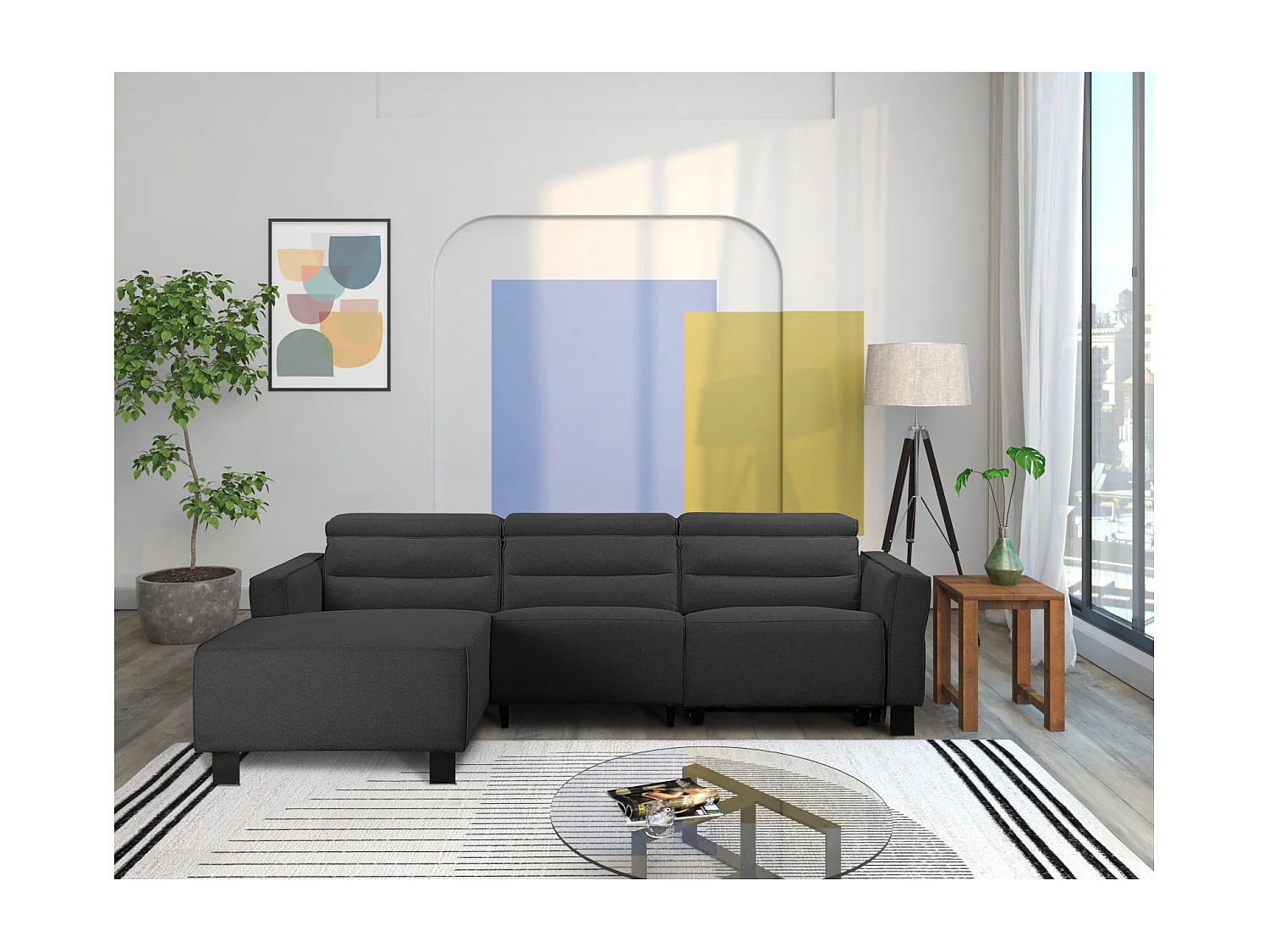 Lugo | Canapé 3 places à fonction manuelle en PU cognac