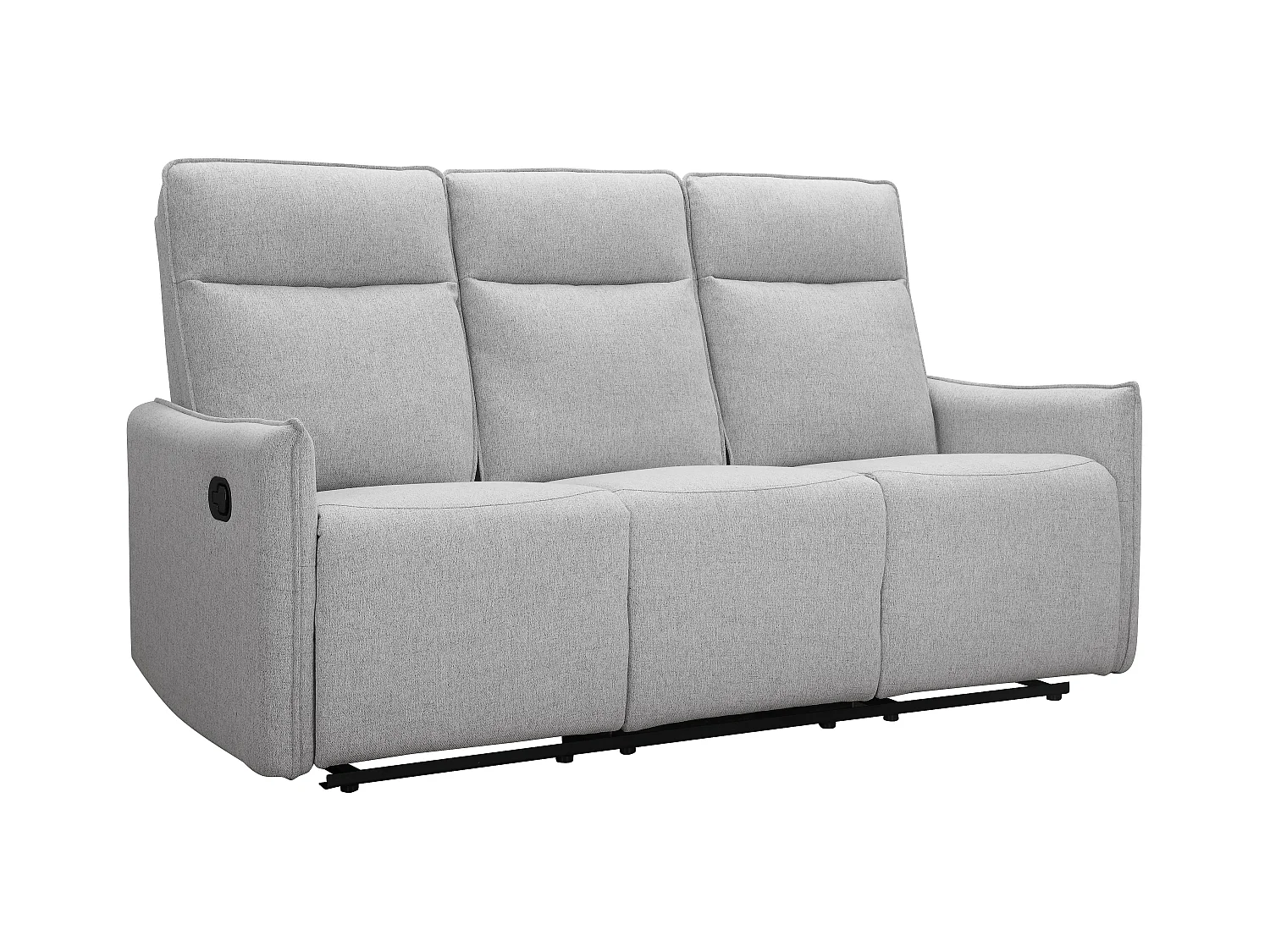 3-zits bank met handmatige functie in lichtgrijze stof