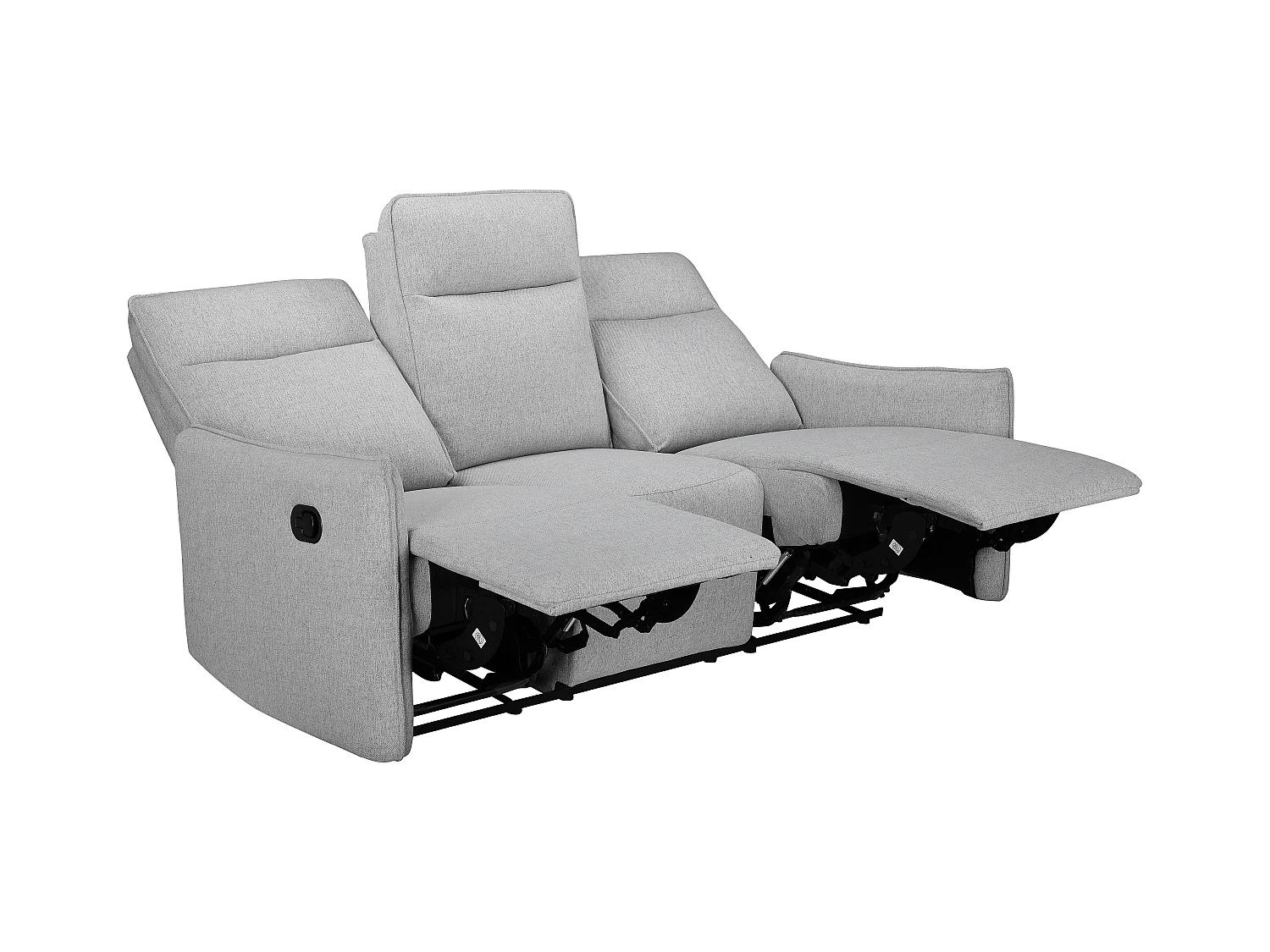 3-zits bank met handmatige functie in lichtgrijze stof