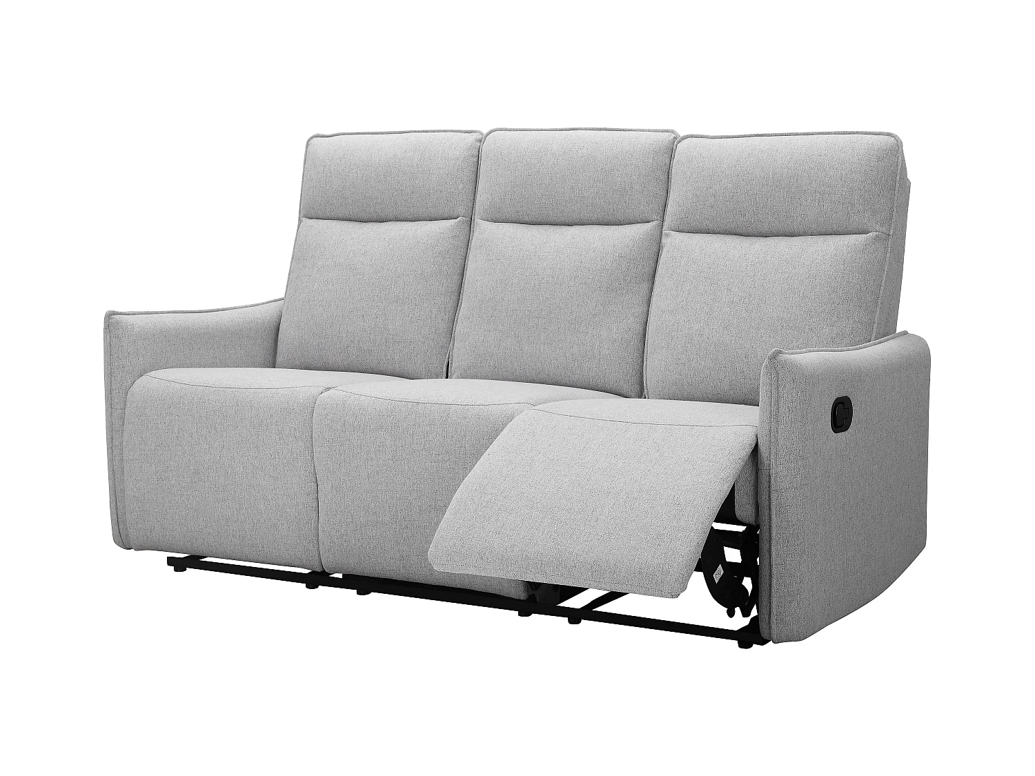 3-zits bank met handmatige functie in lichtgrijze stof