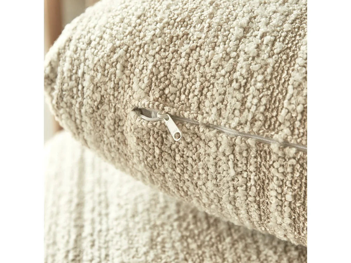 XL-Sessel aus massivem Eichenholz und beigem Stoff