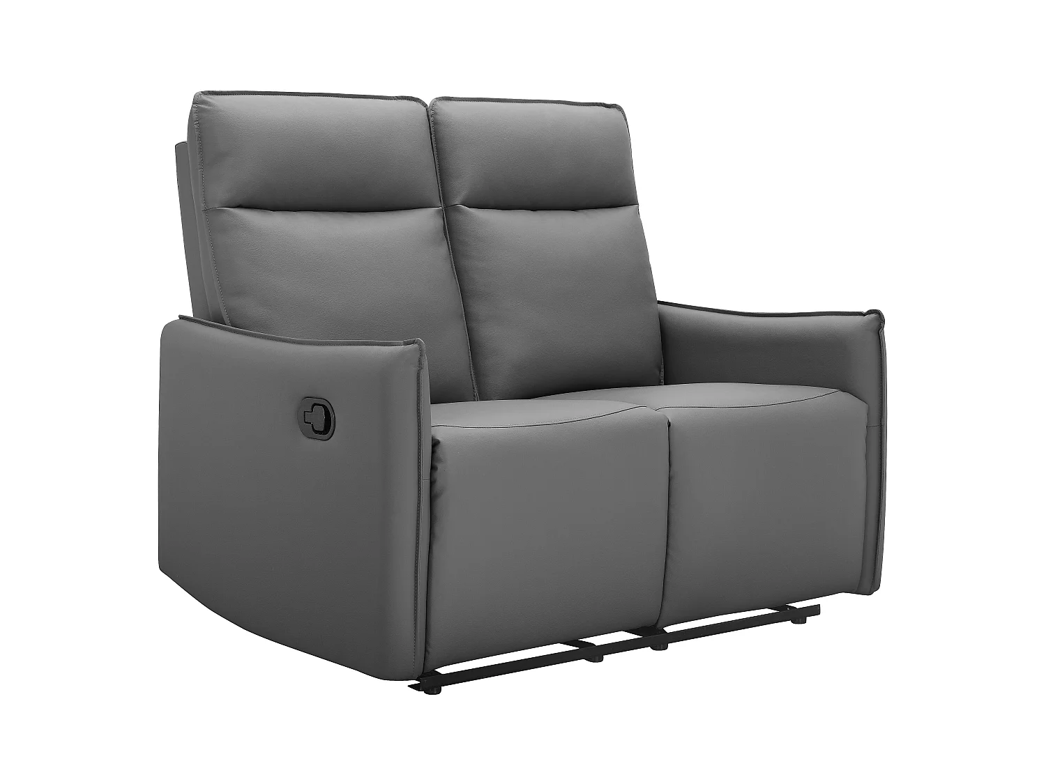 Lugo | Divano a 2 posti con funzione reclinabile manuale in PU grigio