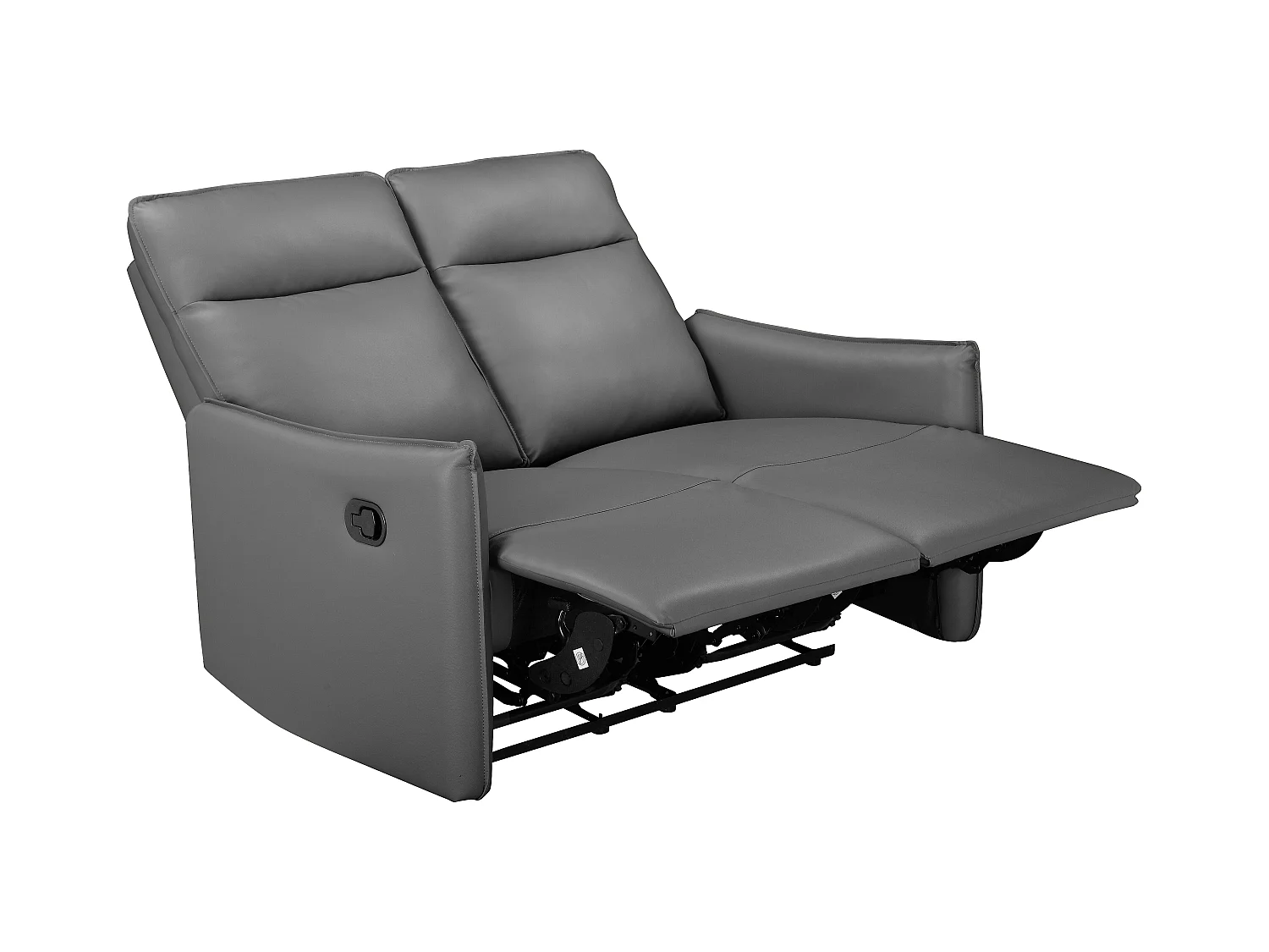 Lugo | Divano a 2 posti con funzione reclinabile manuale in PU grigio