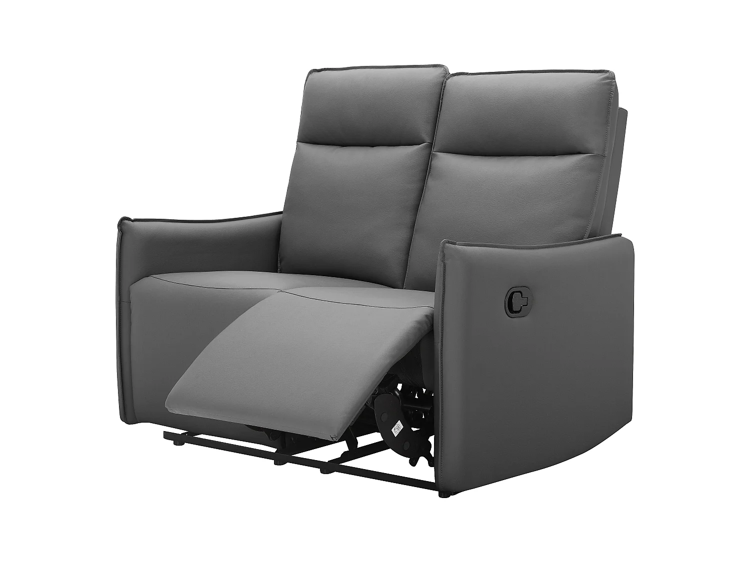 Lugo | Divano a 2 posti con funzione reclinabile manuale in PU grigio