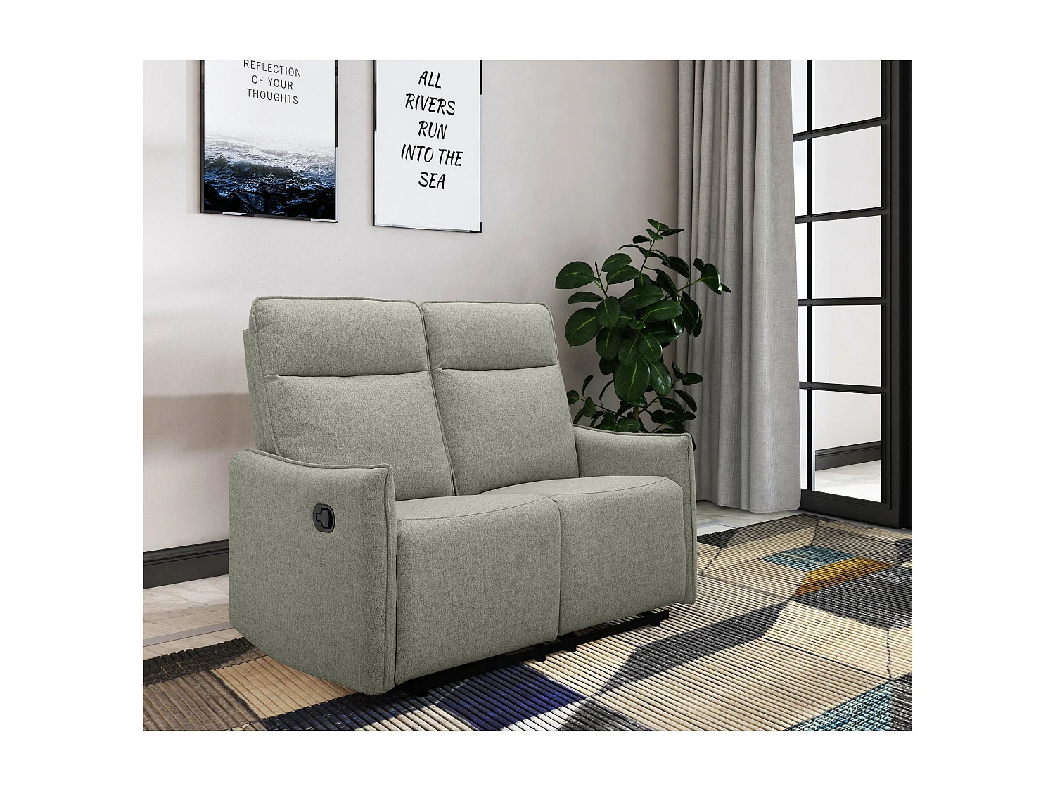 Lugo | Divano 2 posti con funzione manuale in tessuto verde