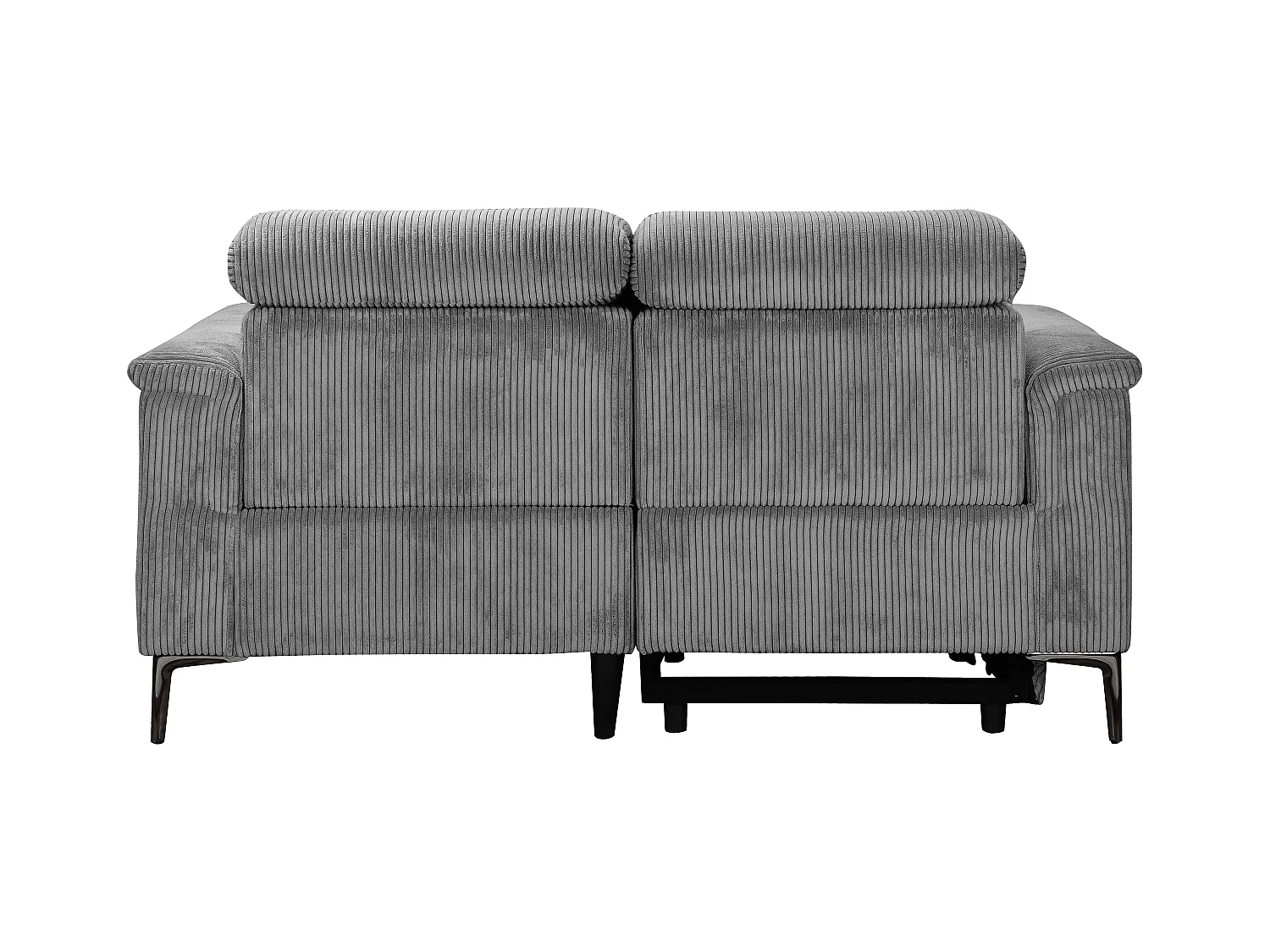 Lund | Canapé 2 places avec 1 fauteuil inclinable manuel en velours côtelé gris