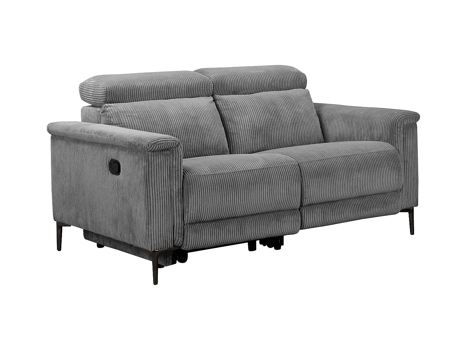 2Seater Sofa met 1 handmatige relaxfauteuil in corduroy grijs