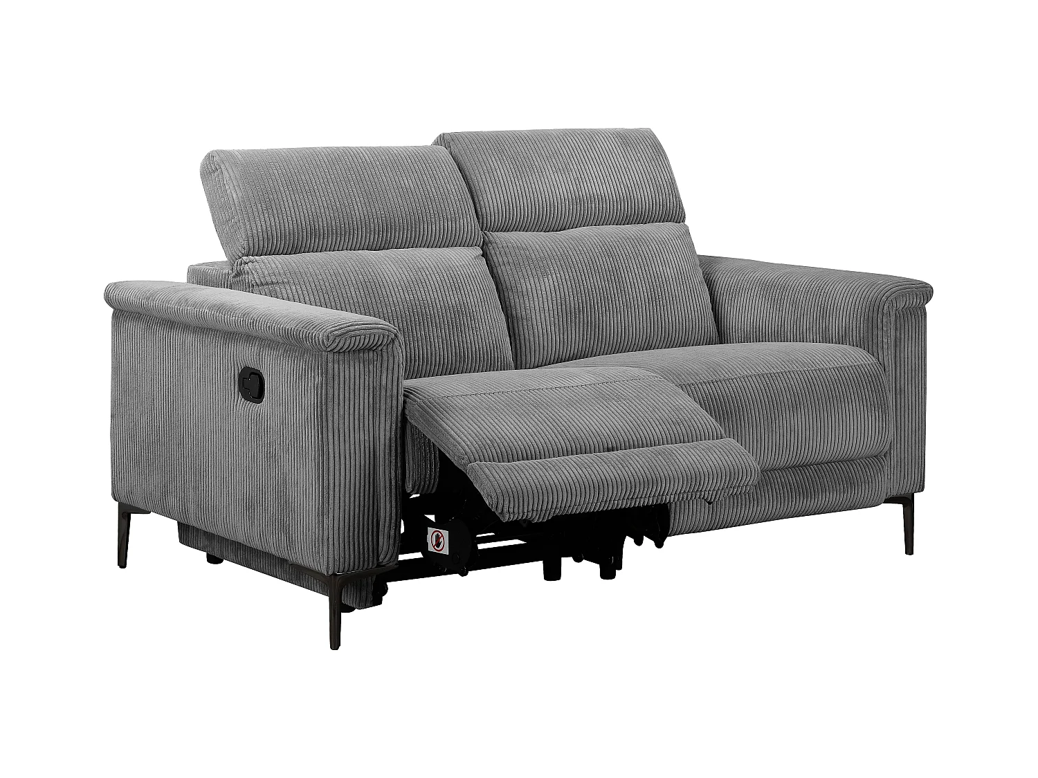 2Seater Sofa met 1 handmatige relaxfauteuil in corduroy grijs