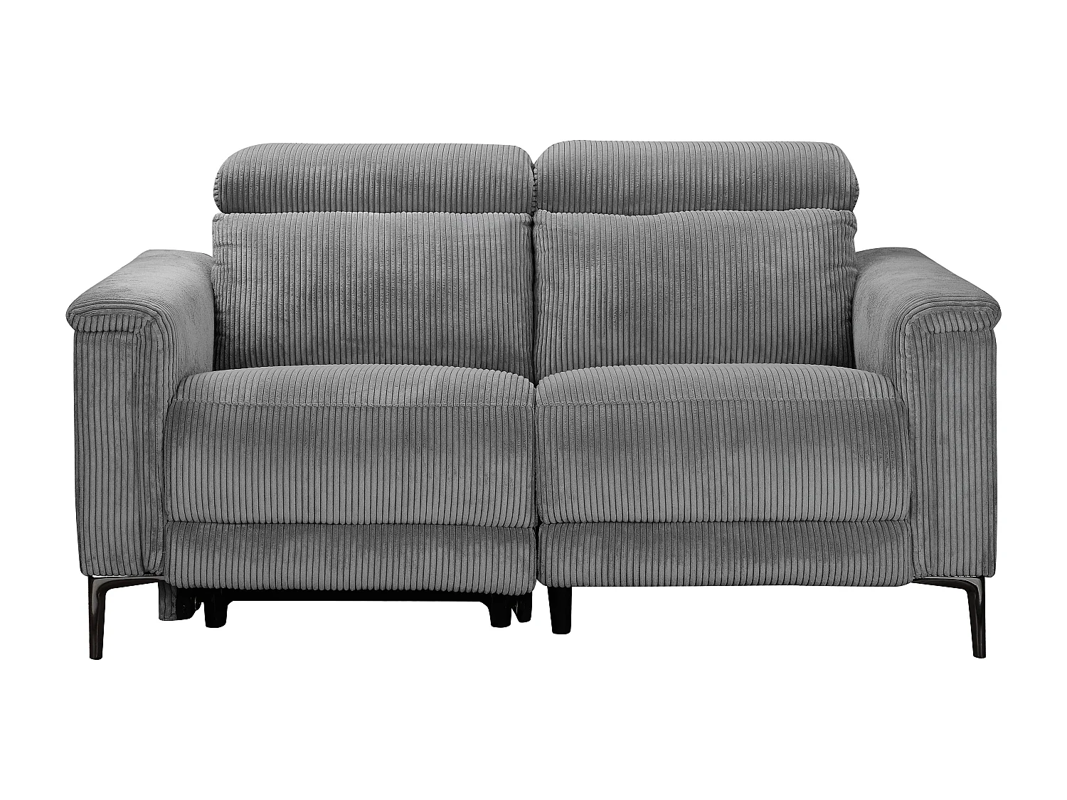 Lund | Canapé 2 places avec 1 fauteuil inclinable manuel en velours côtelé gris