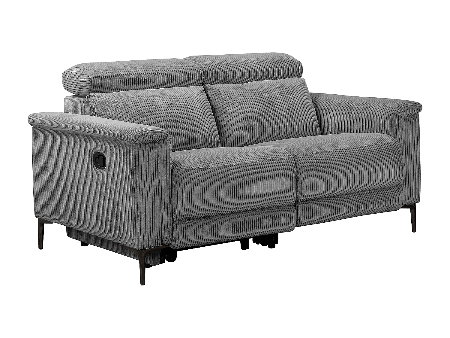 2Seater Sofa met 1 handmatige relaxfauteuil in corduroy grijs