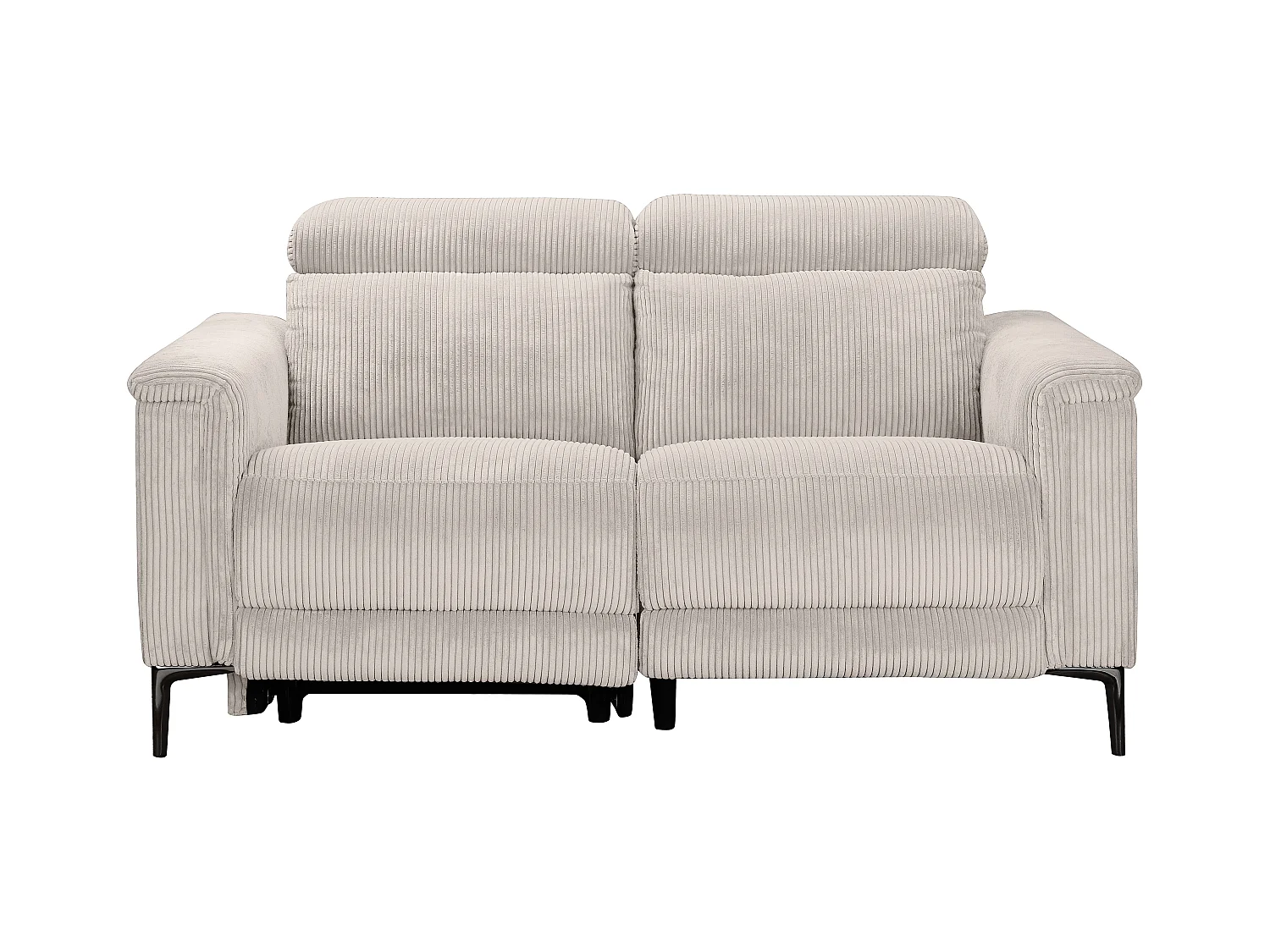 Lund | Canapé 2 places avec 1 fauteuil inclinable manuel en tissu crème